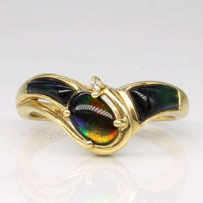 Ammolite & Diamond Contour Ring | 0.87ct, 0.01ct | SZ 8 |