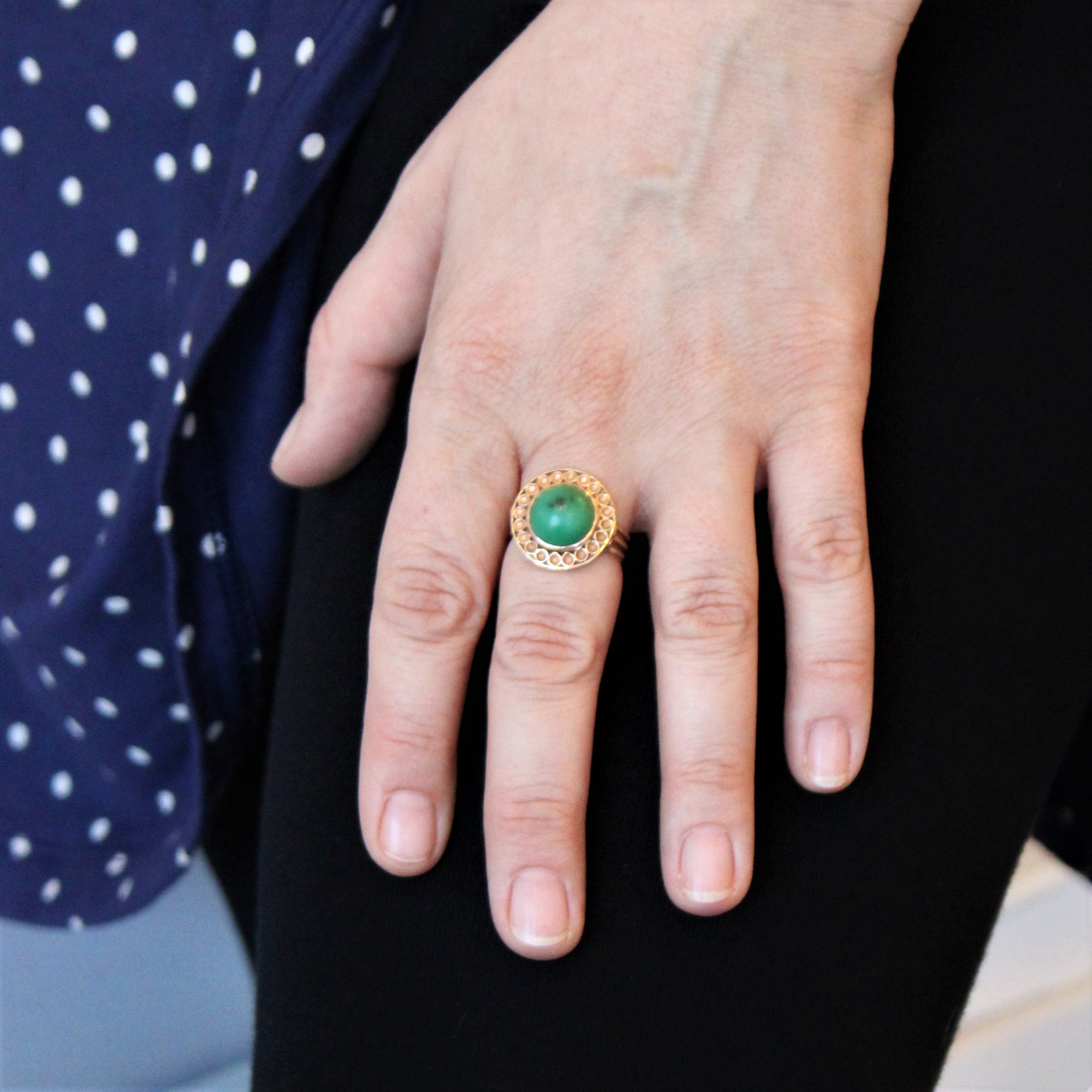 Green Turquoise Cocktail Ring | 4.50ct | SZ 7.75 |