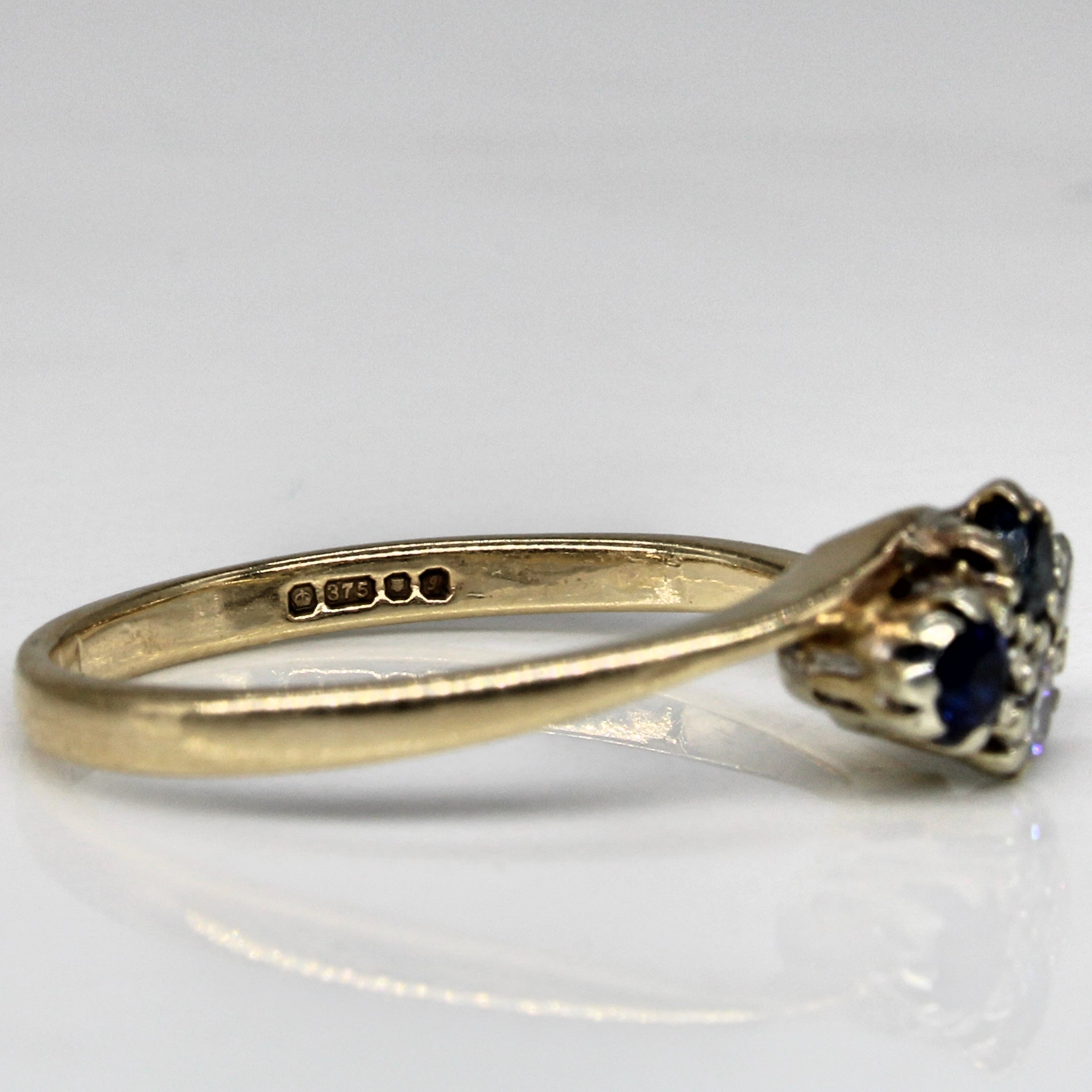 Synthetic Sapphire & Diamond Cross Over Ring | 0.18ctw, 0.15ctw | SZ 7.25 |