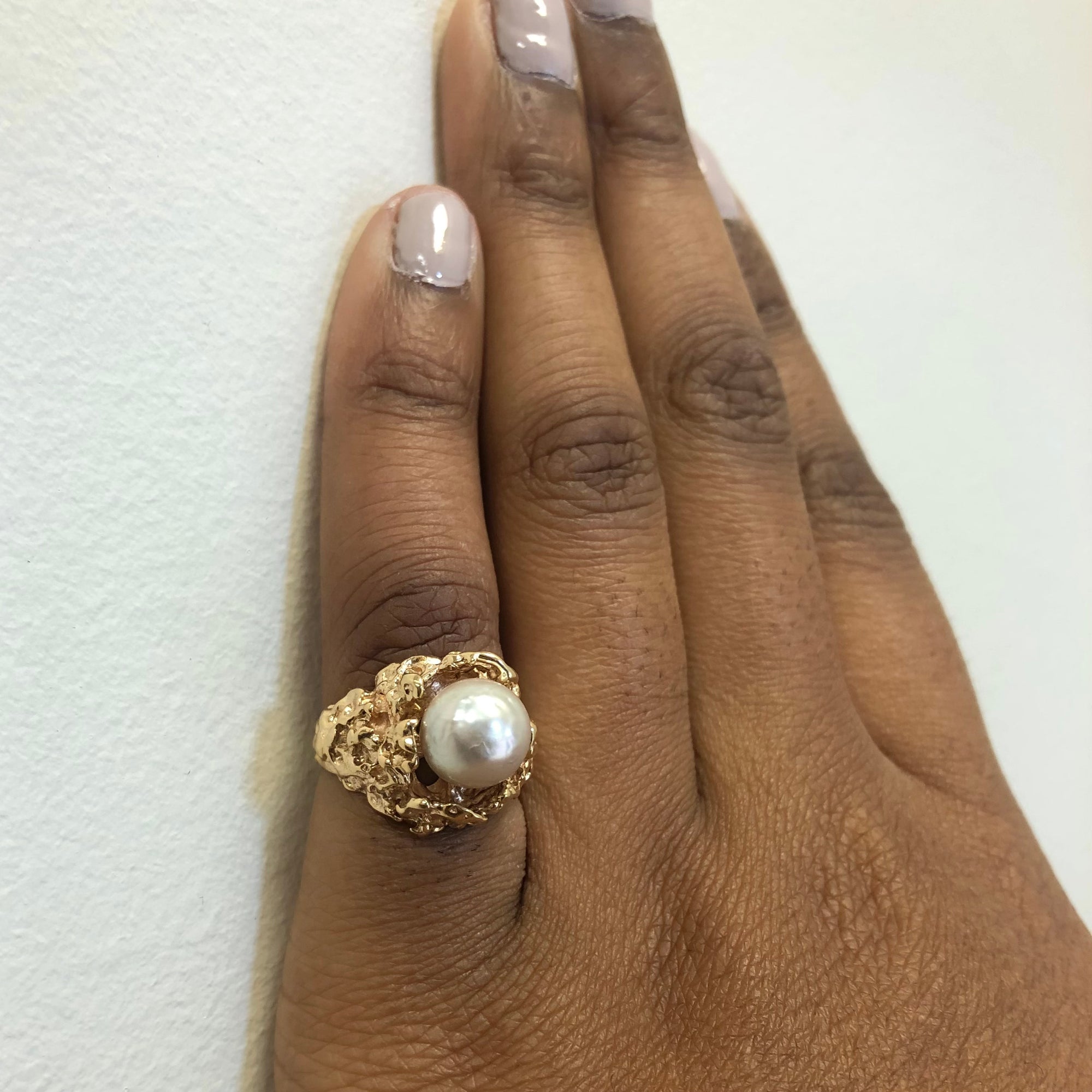 Textured Pearl Cocktail Ring | 5.15ct | SZ 5.5 |