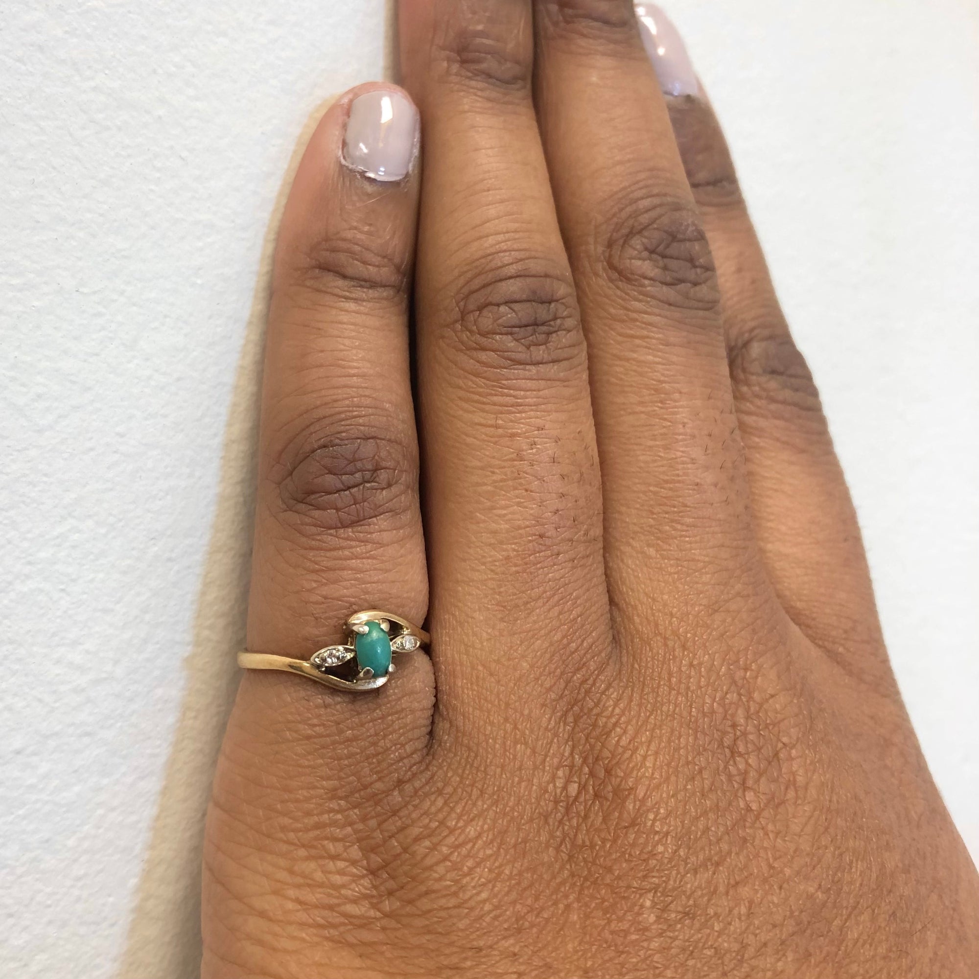 Turquoise & Diamond Bypass Ring | 0.35ct, 0.02ctw | SZ 6.75 |