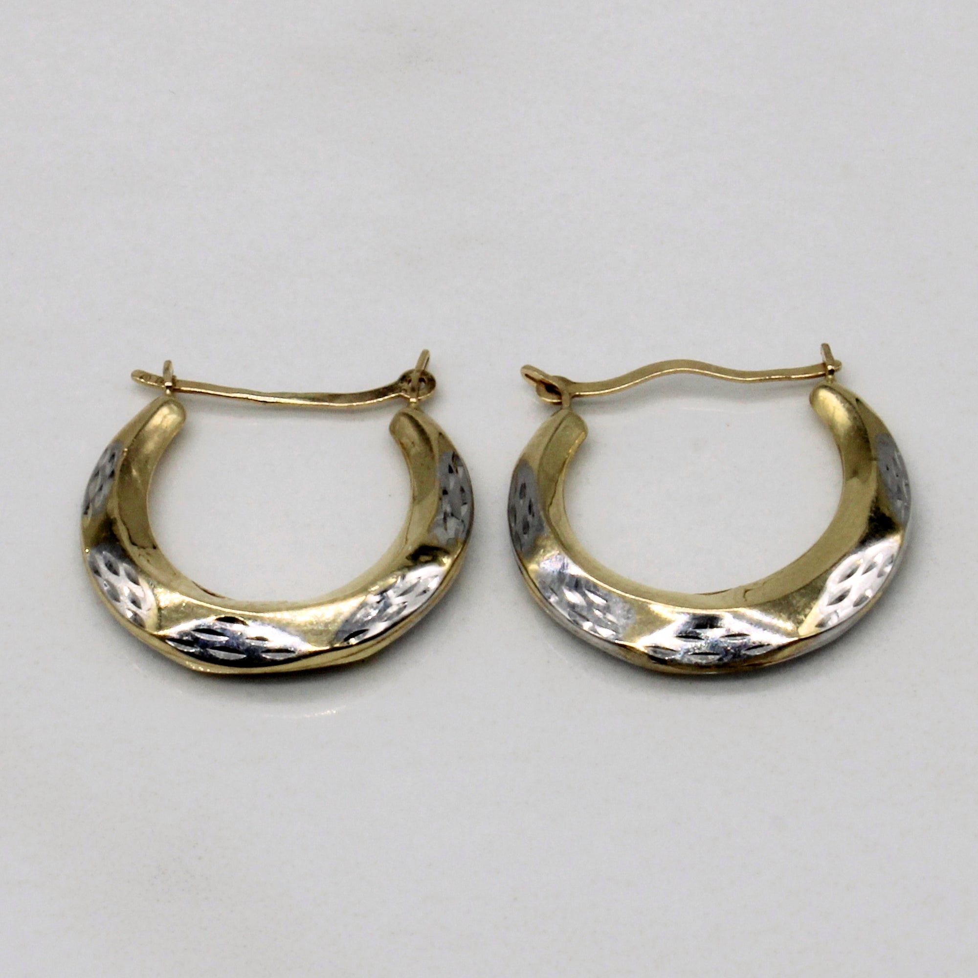 14k Two Tone Gold Hoop Earrings