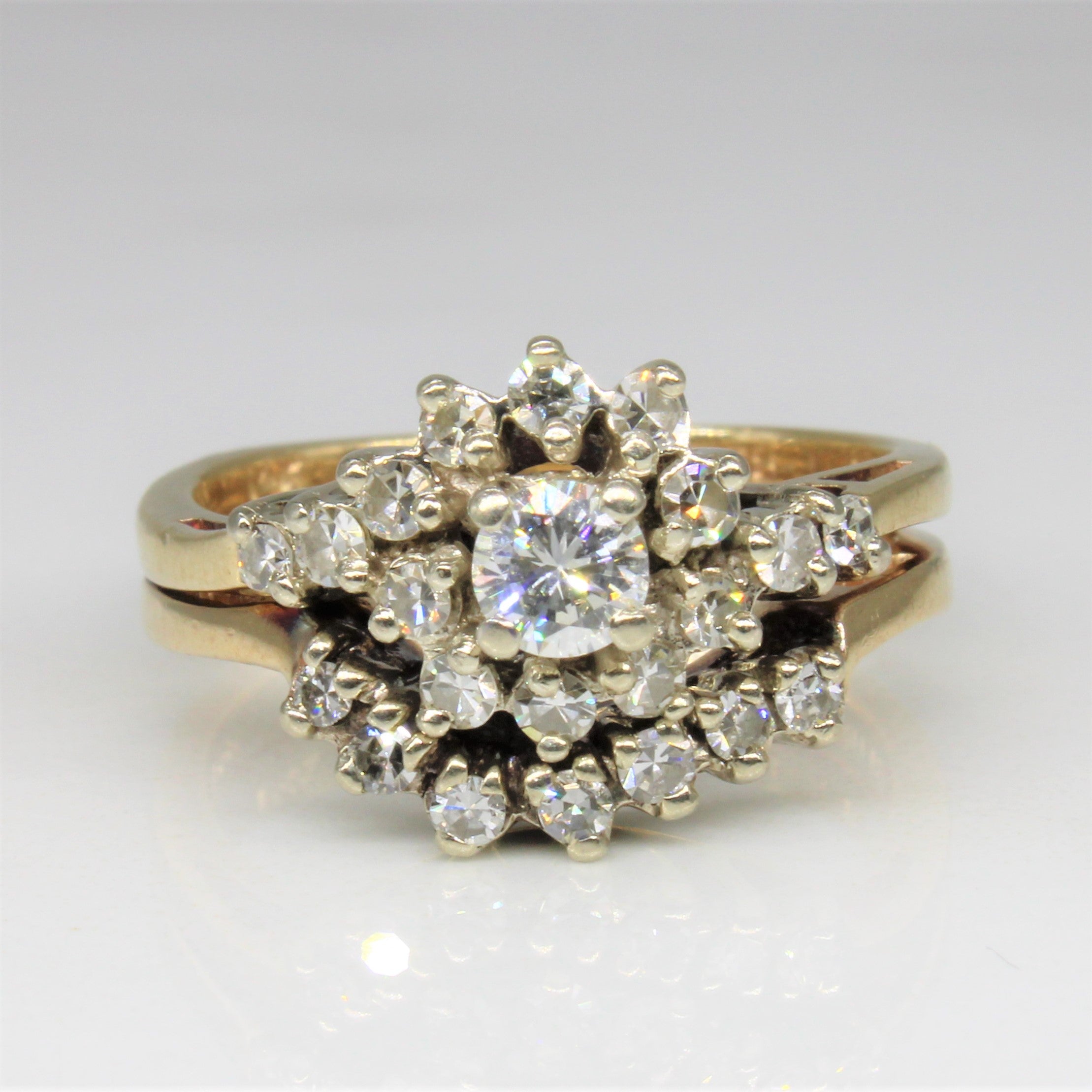 Ensemble de mariage en diamants en grappe | 0,60 ct | Taille 6,5 | 