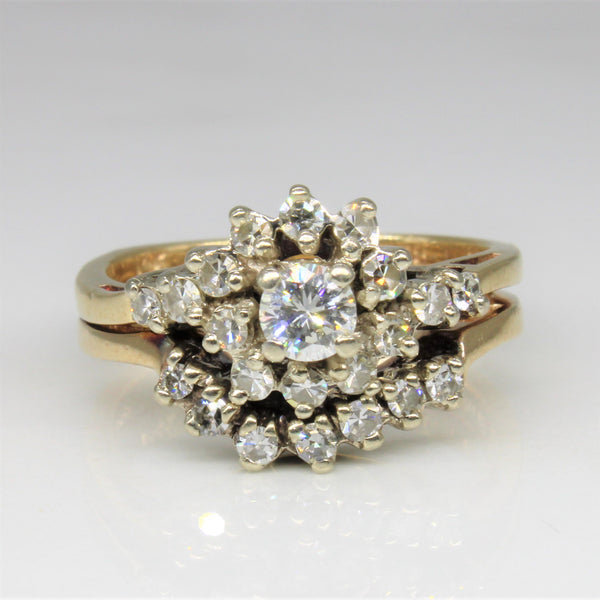 Diamond Cluster Wedding Set | 0.60ctw | SZ 6.5 |