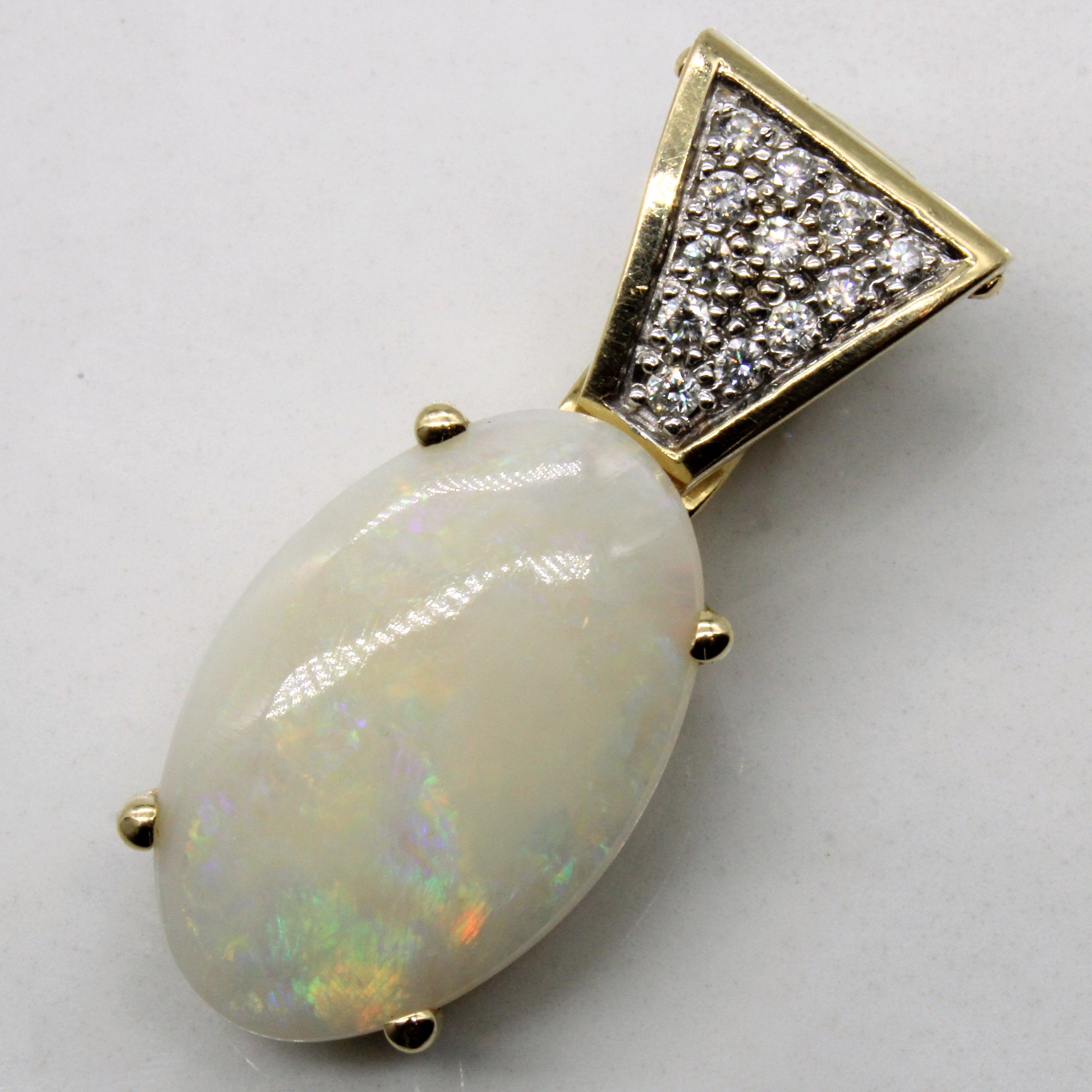 Opal & Diamond Drop Pendant | 5.25ct, 0.15ctw |