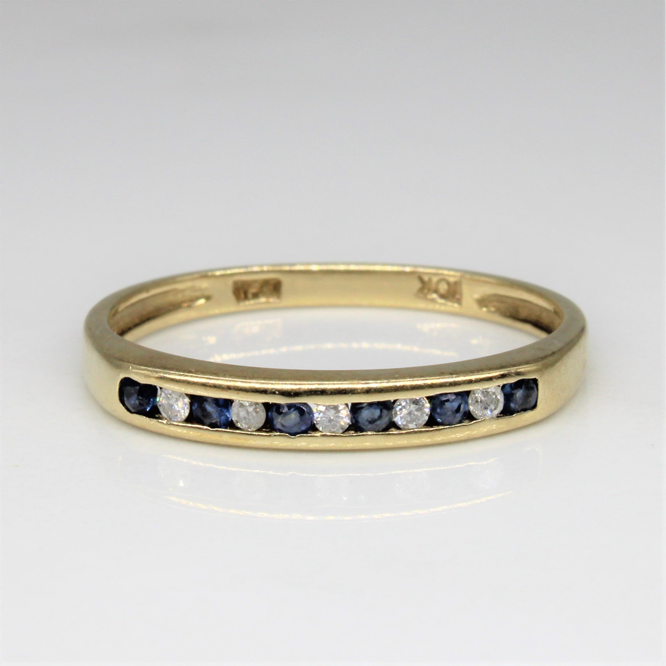 Channel Set Sapphire & Diamond Ring | 0.06ctw, 0.05ctw | SZ 6.5 |