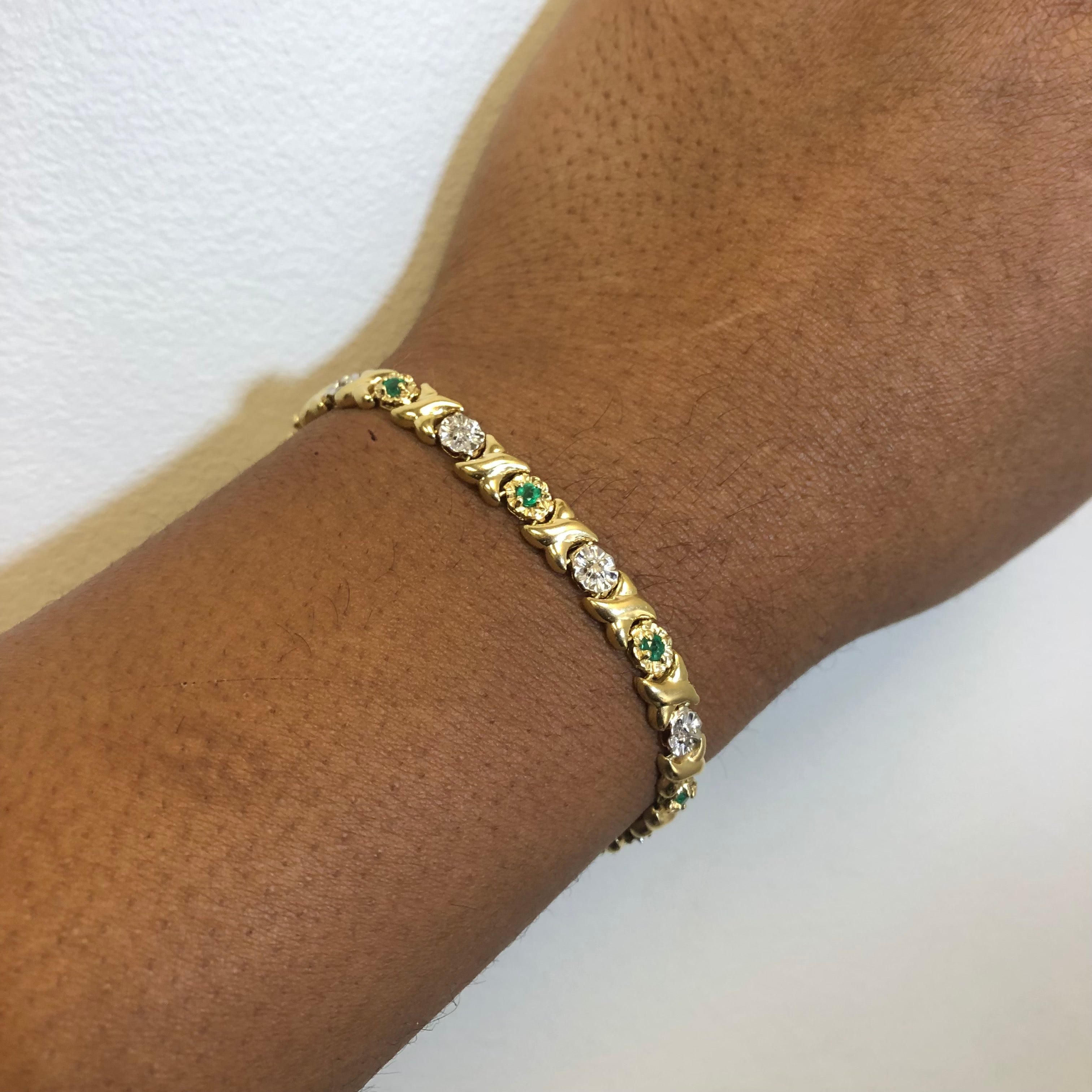 Diamond & Emerald XO Bracelet | 7.5" |