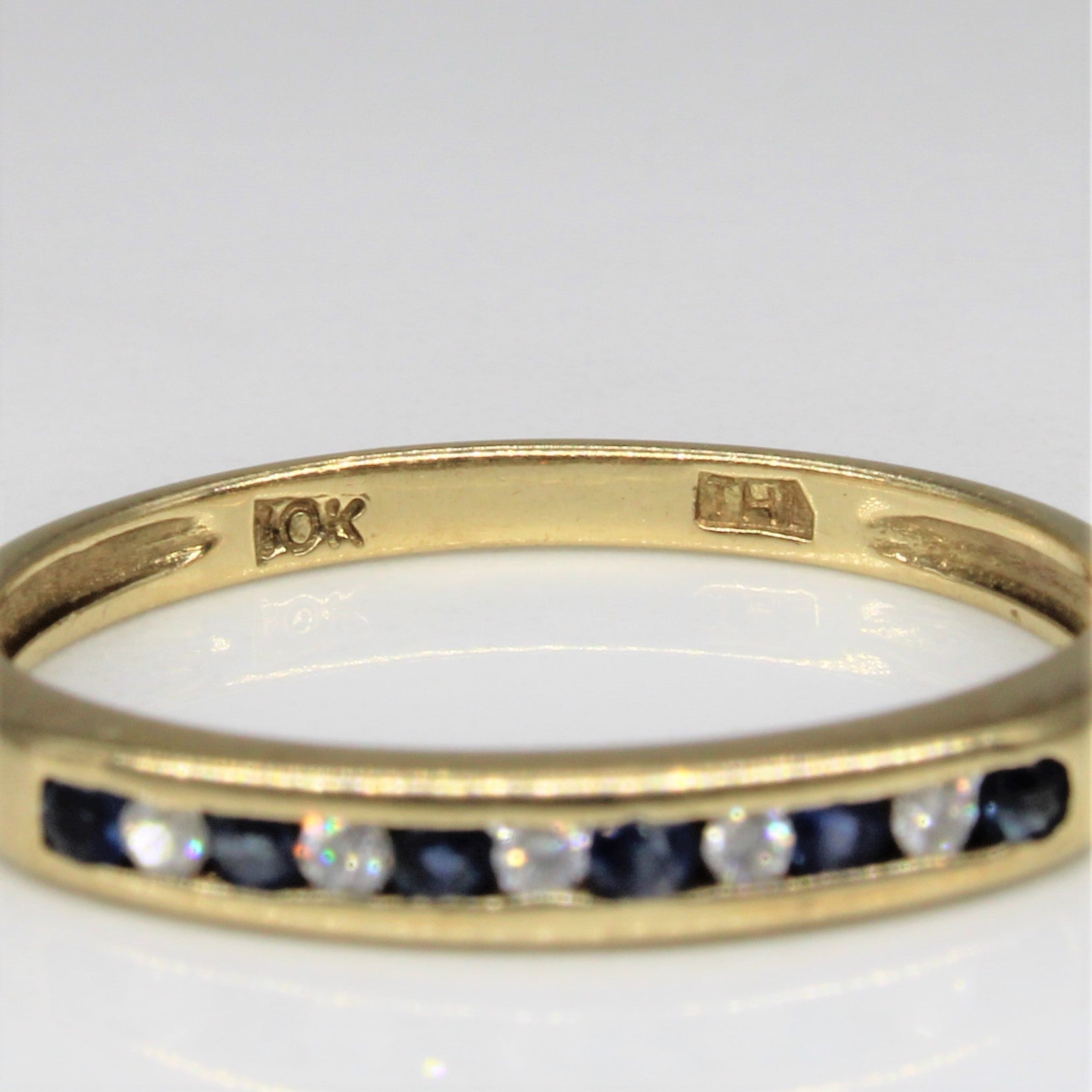 Channel Set Sapphire & Diamond Ring | 0.06ctw, 0.05ctw | SZ 6.5 |