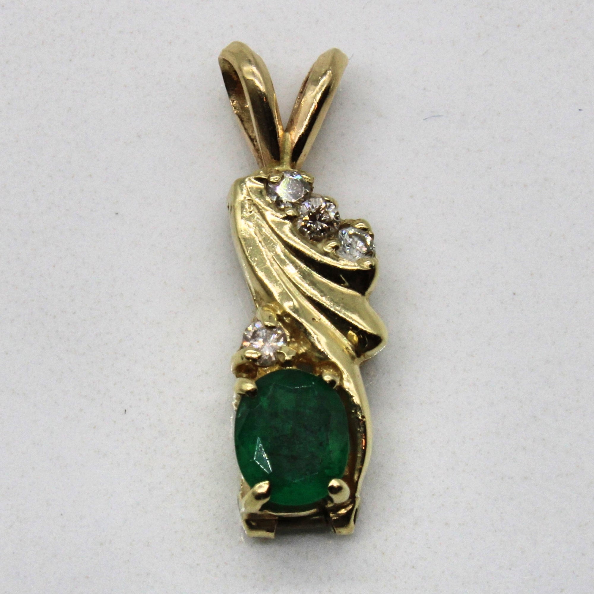 Emerald & Diamond Drop Pendant | 0.33ct, 0.08ctw |