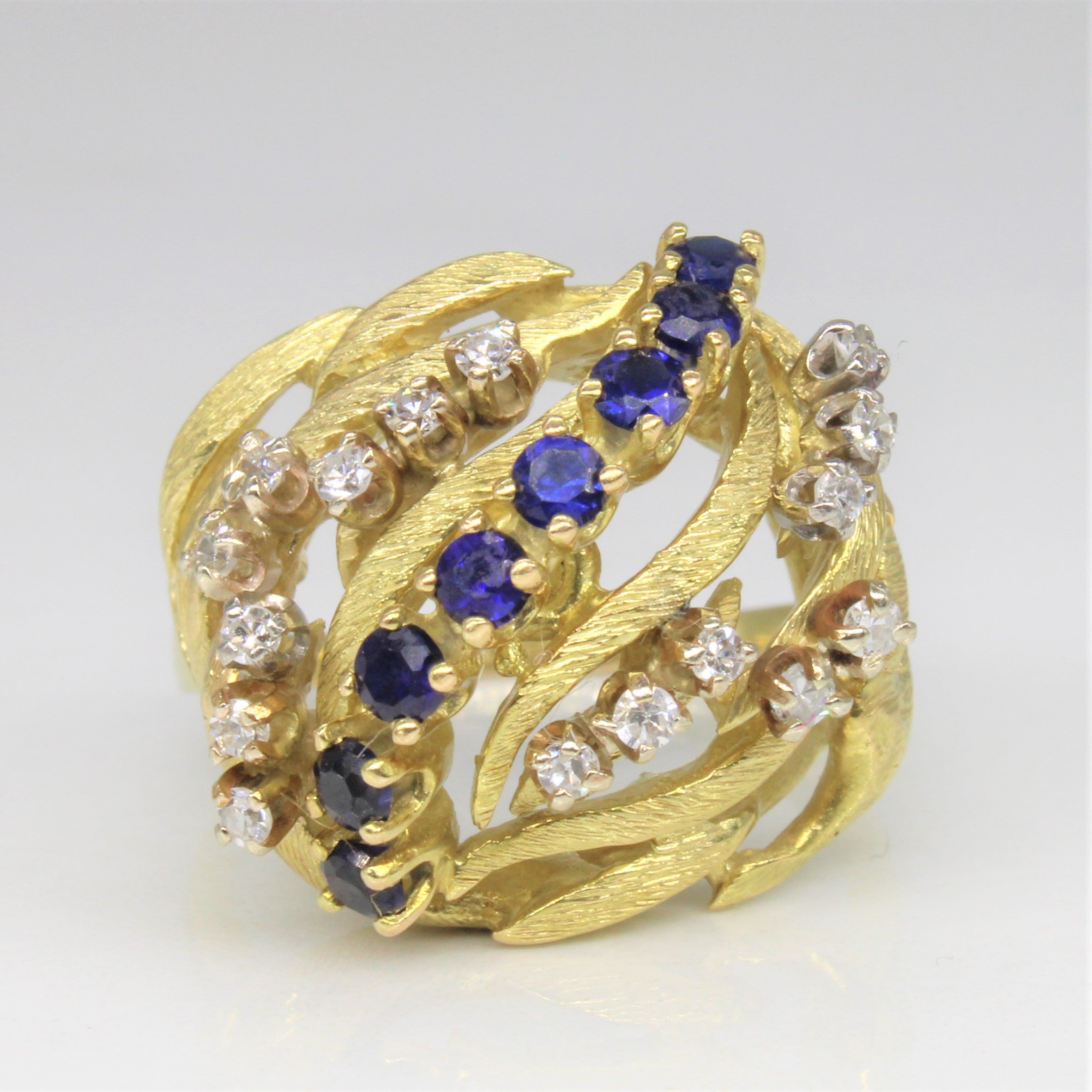 Sapphire & Diamond Open Work Dome Ring | 0.50ctw, 0.25ctw | SZ 7.75 |