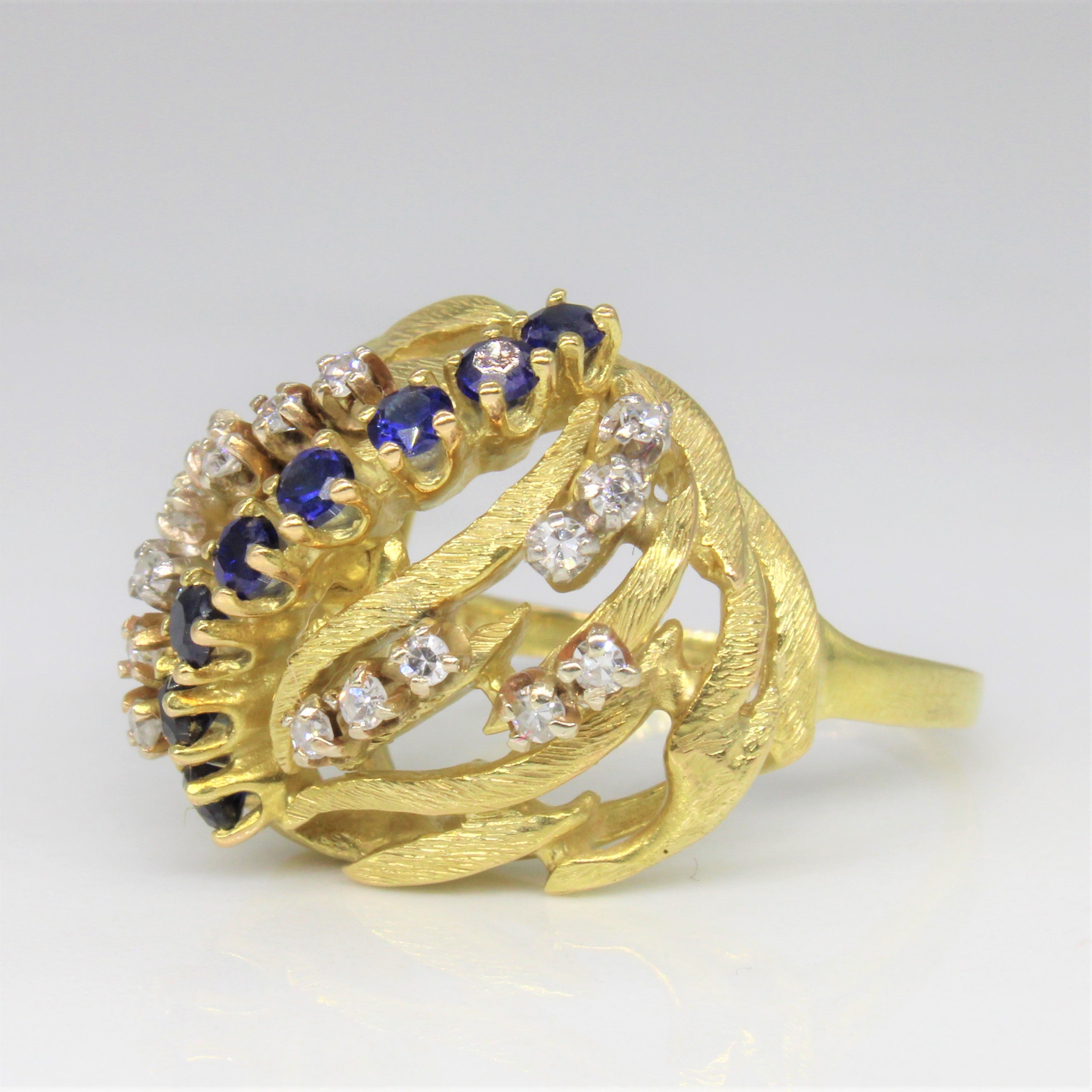 Sapphire & Diamond Open Work Dome Ring | 0.50ctw, 0.25ctw | SZ 7.75 |