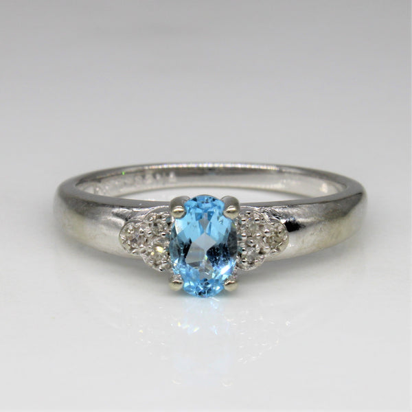Blue Topaz & Diamond Ring | 0.40ct, 0.02ctw | SZ 6.5 |