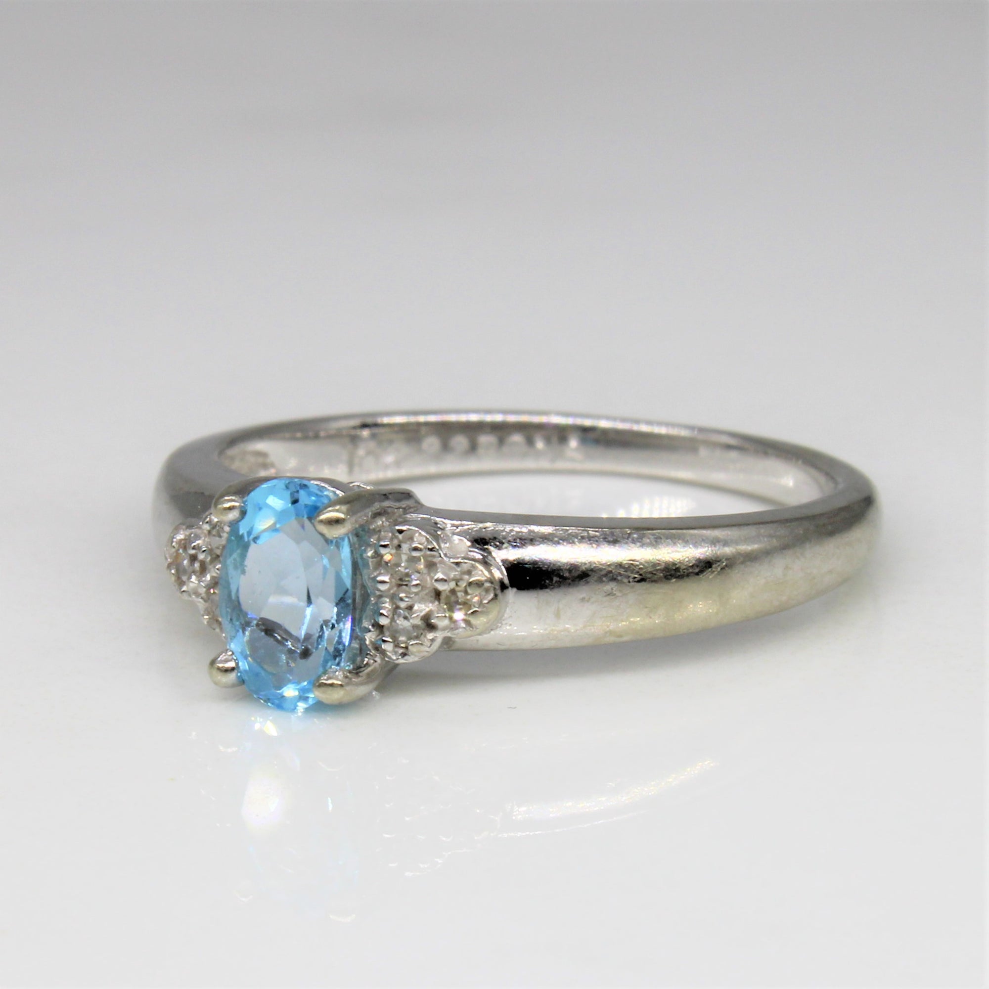 Blue Topaz & Diamond Ring | 0.40ct, 0.02ctw | SZ 6.5 |