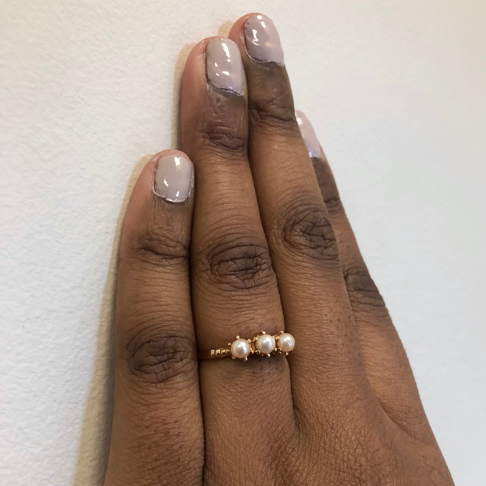 Three Stone Pearl Ring | 1.35ctw | SZ 8 |