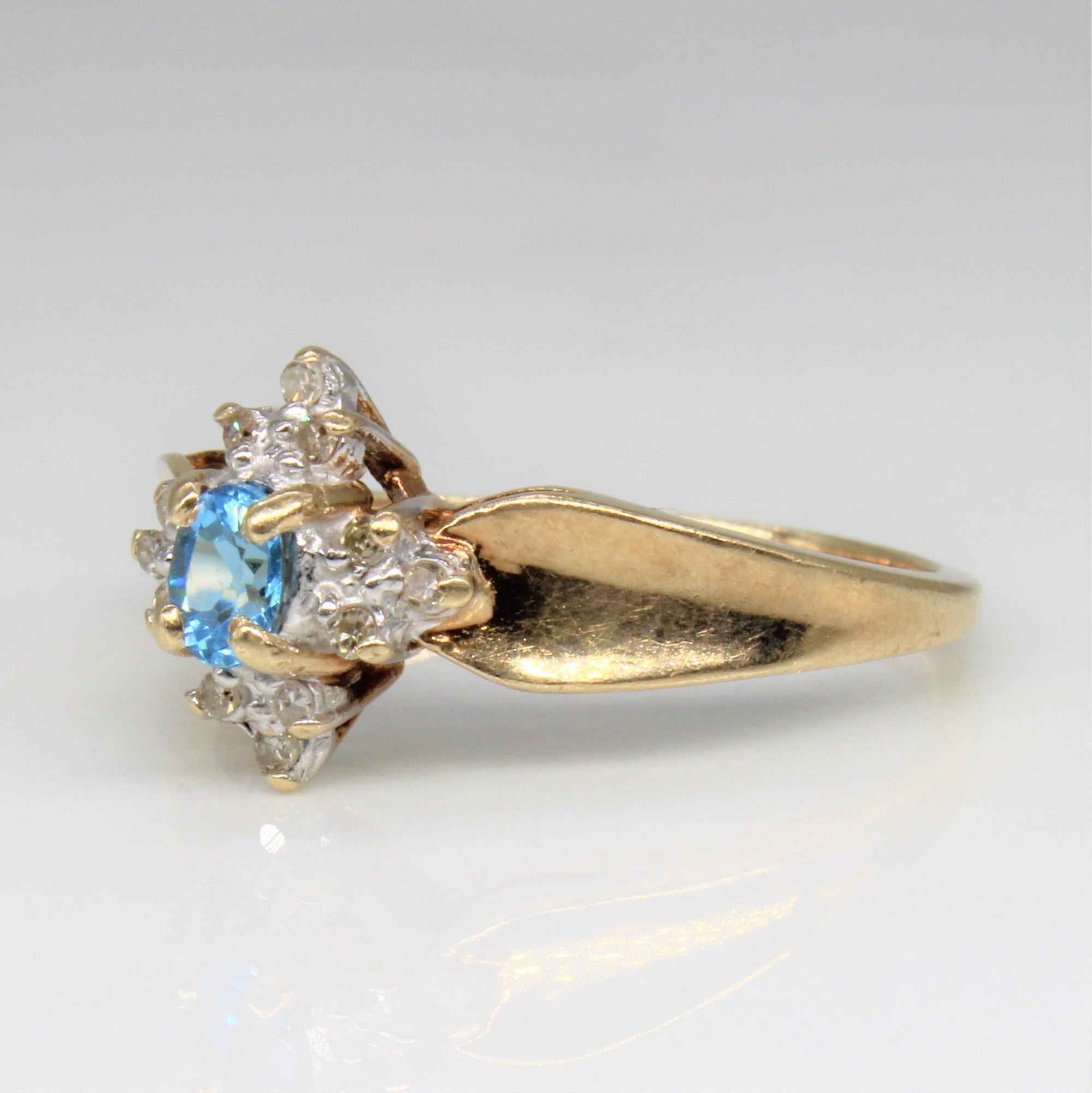 Blue Topaz & Diamond Ring | 0.15ct, 0.04ctw | SZ 7 |