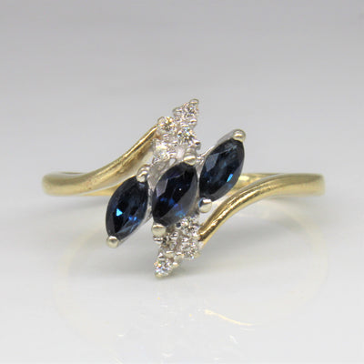 Marquise Sapphire & Diamond Bypass Ring | 0.50ctw, 0.08ctw | SZ 7.5 |