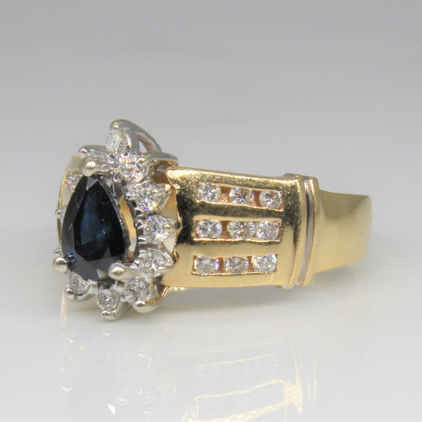 Pear Cut Sapphire & Diamond Cocktail Ring | 1.00ct, 0.50ctw | SZ 8 |