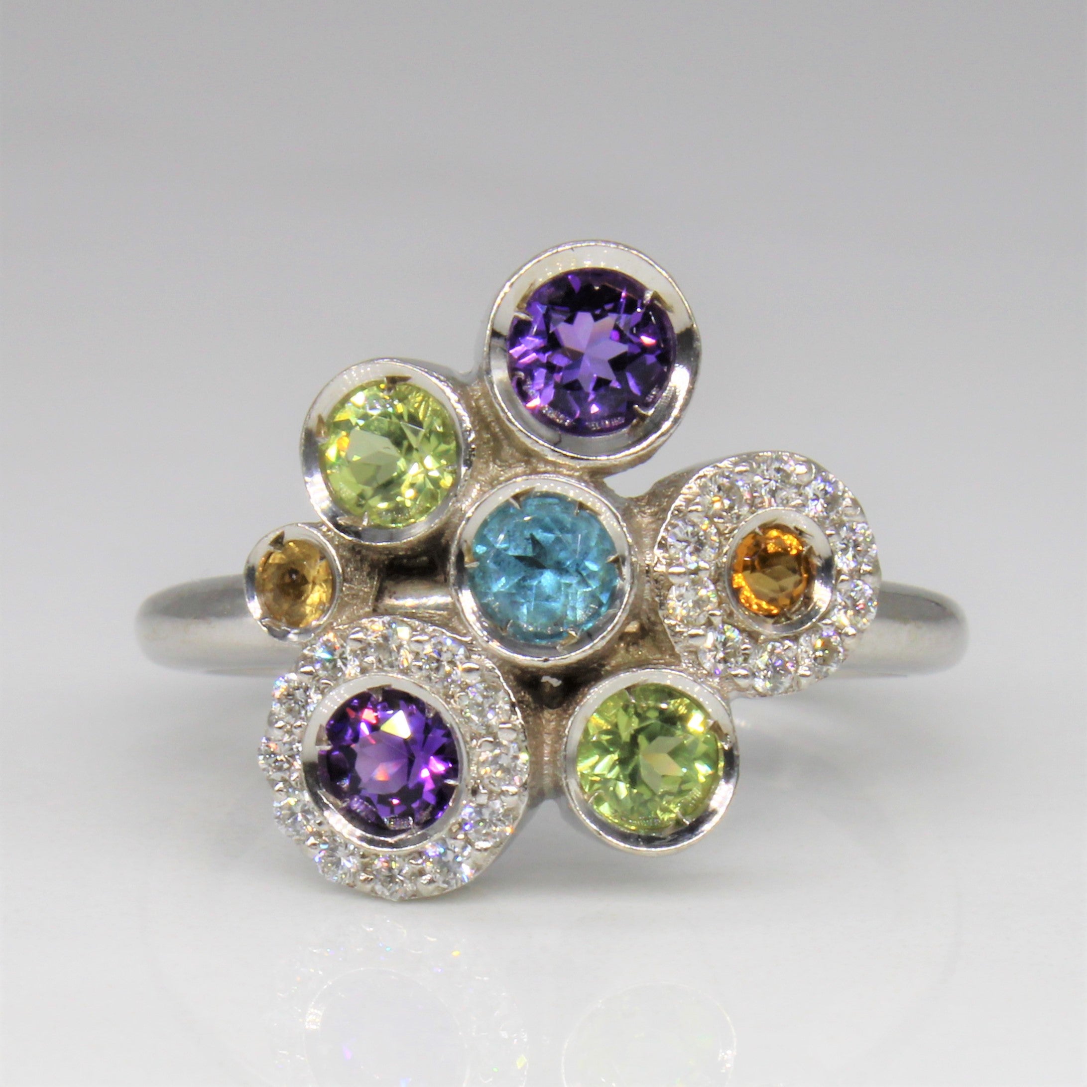 Multi Gem Bubble Cocktail Ring | 0.78ctw, 0.22ctw | SZ 6.75 |