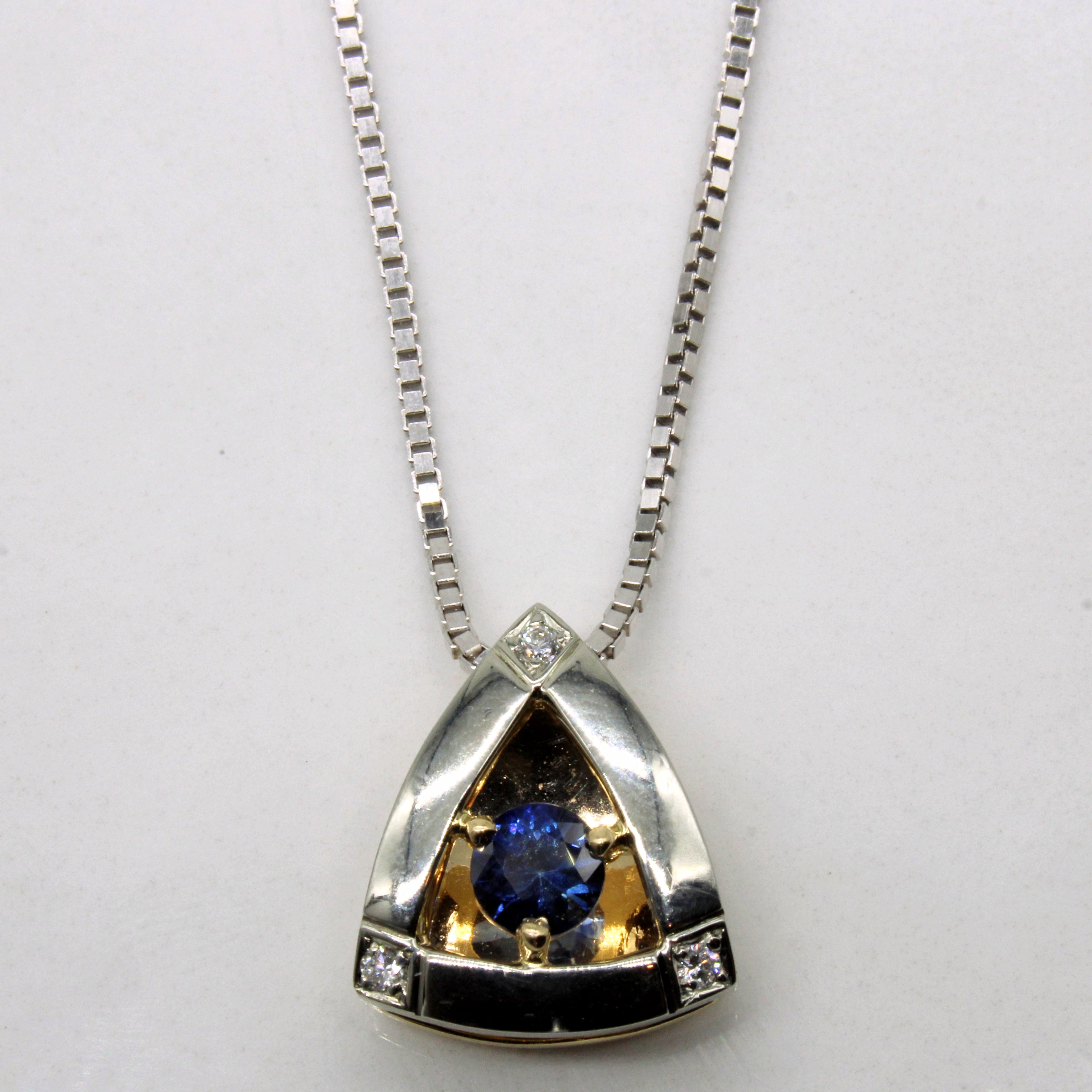 Sapphire & Diamond Triangular Necklace | 0.40ct, 0.03ctw | 16" |
