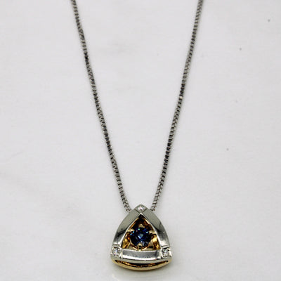 Sapphire & Diamond Triangular Necklace | 0.40ct, 0.03ctw | 16