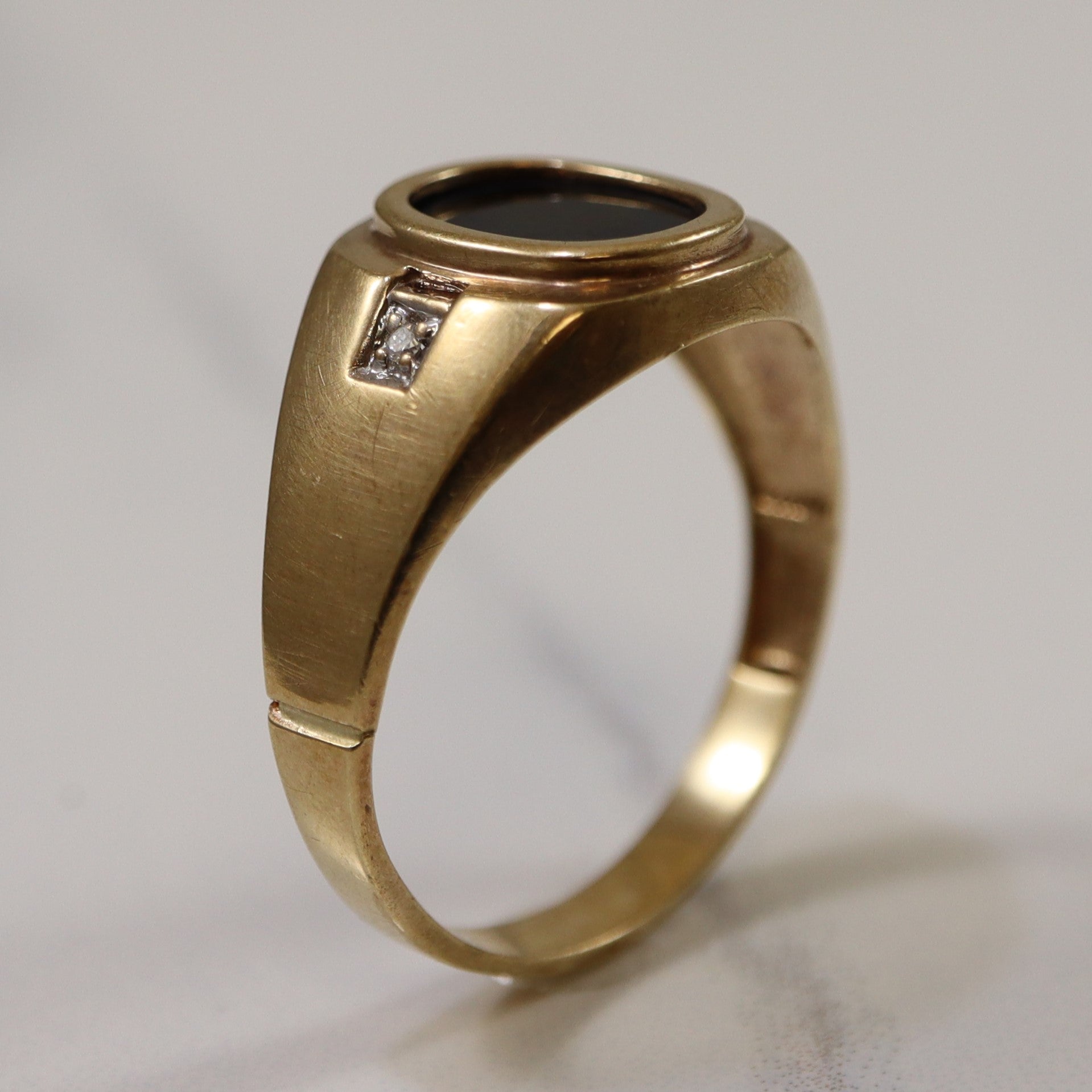 Bezel Set Onyx & Diamond Tapered Ring | 2.00ct, 0.02ctw | SZ 11 |