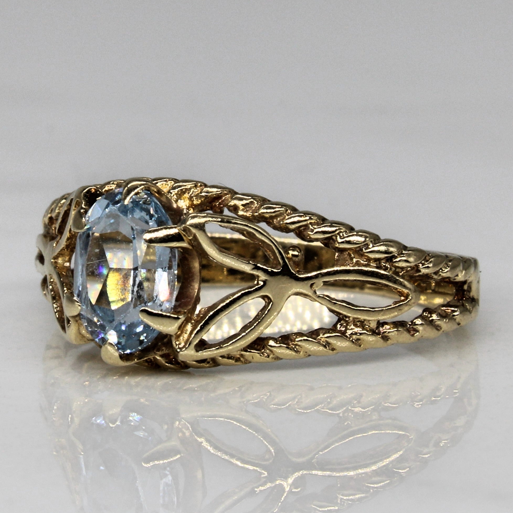 Ornate Blue Topaz Ring | 0.70ct | SZ 6.75 |