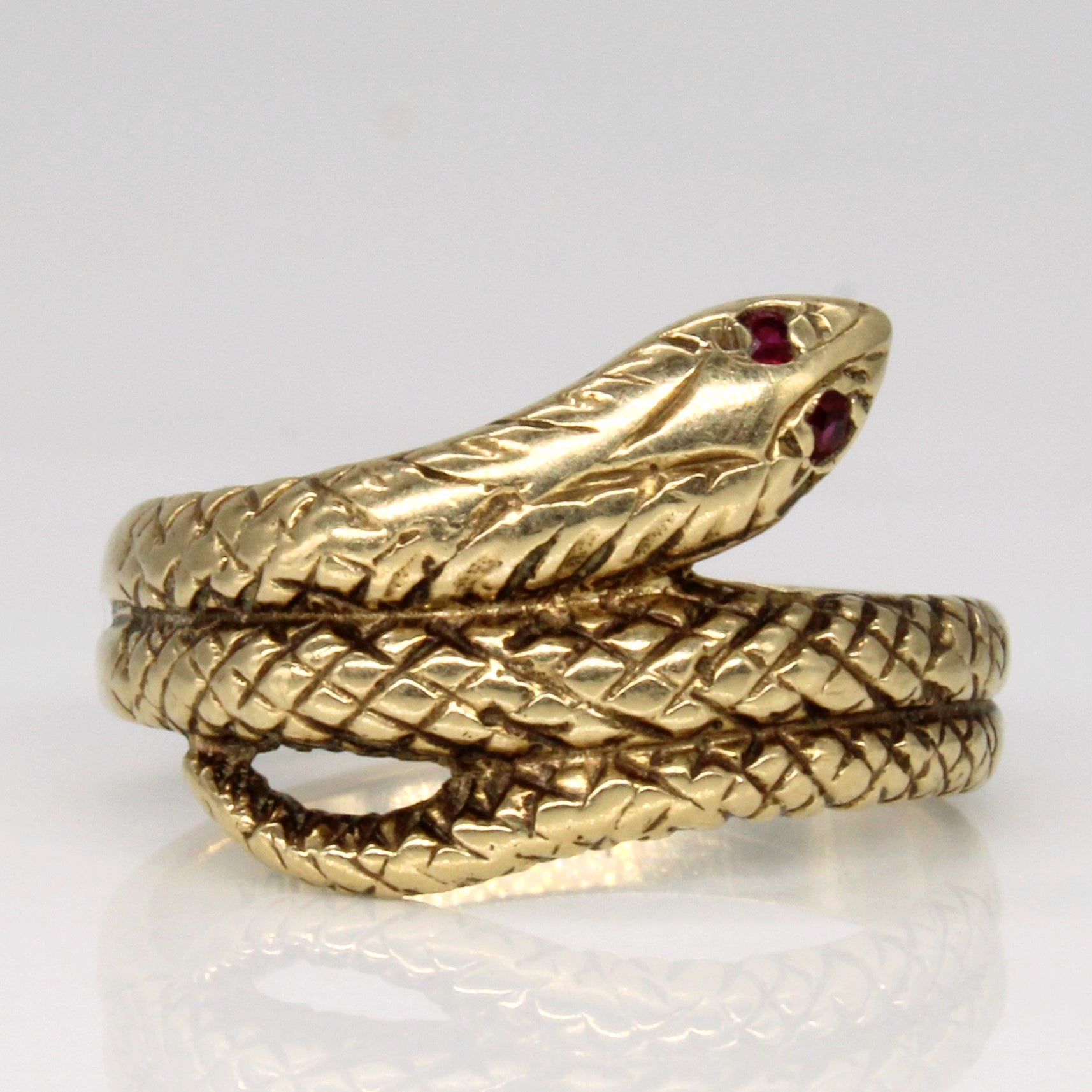 Synthetic Ruby Snake Ring | 0.01ctw | SZ 6 |
