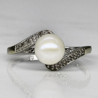 Pearl & Diamond Bypass Ring | 0.05ctw | SZ 7 |
