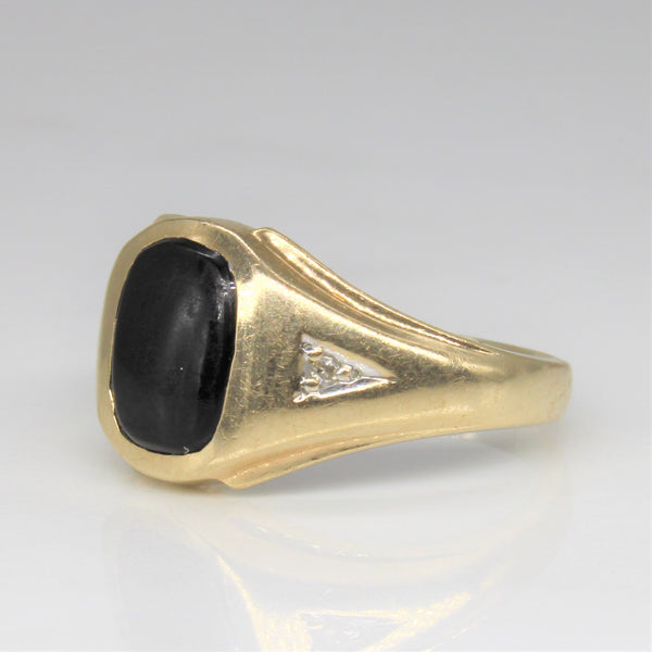 Black Onyx & Diamond Ring | 1.25ct, 0.02ctw | SZ 9 |