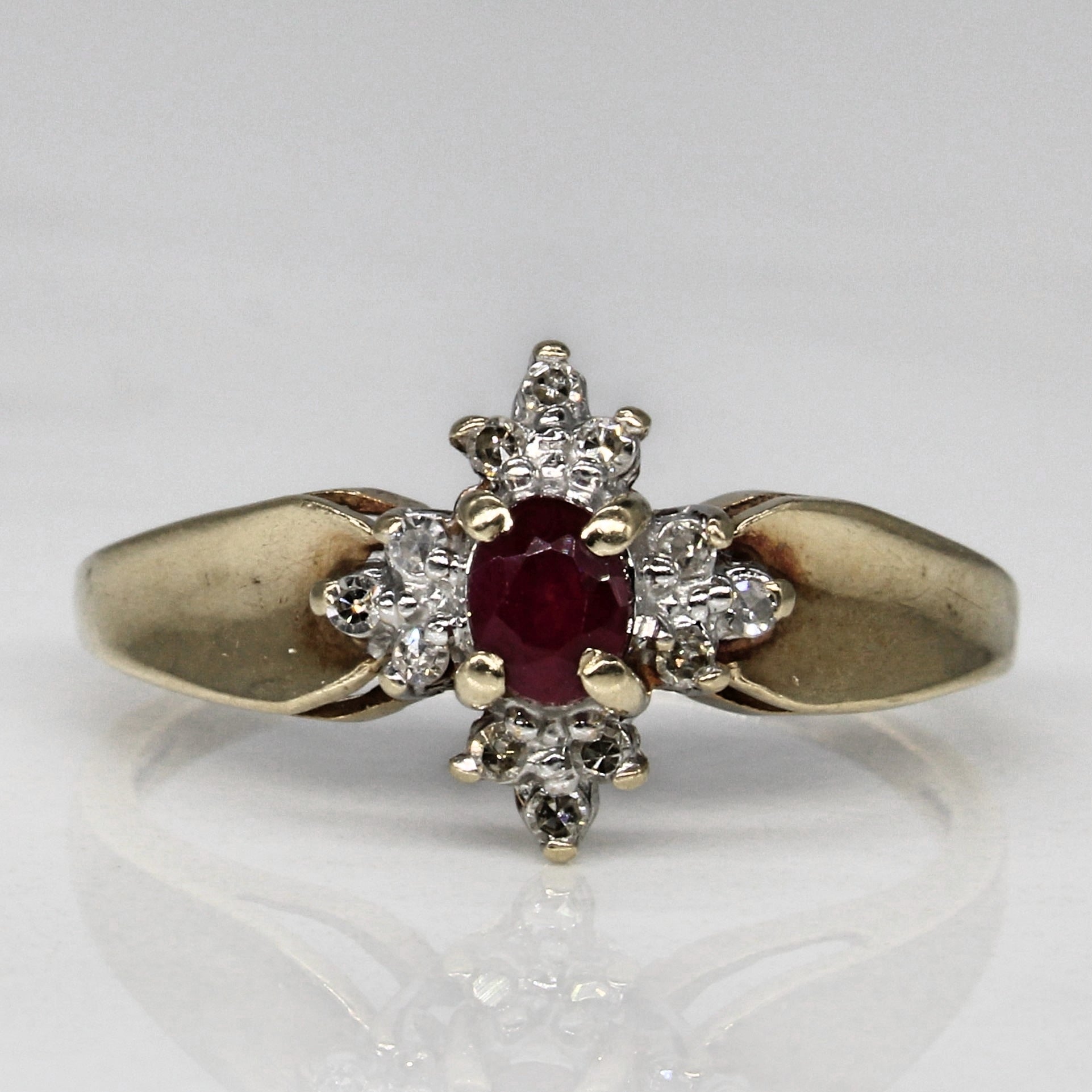 Ruby & Diamond Halo Burst Ring | 0.18ct, 0.08ctw | SZ 6.75 |