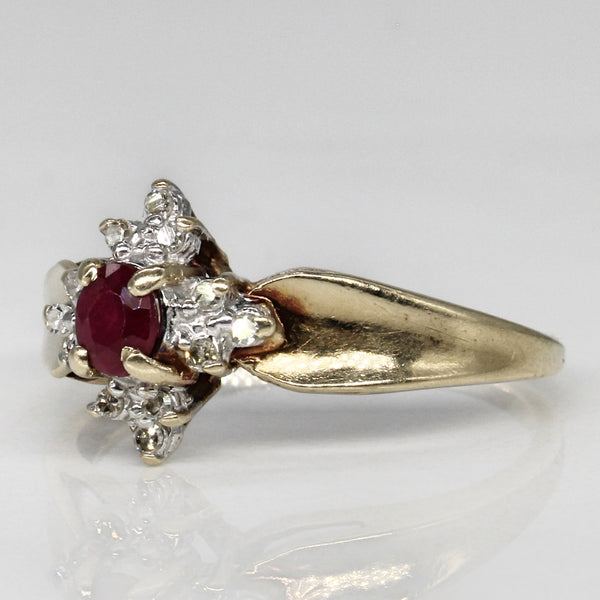 Ruby & Diamond Halo Burst Ring | 0.18ct, 0.08ctw | SZ 6.75 |