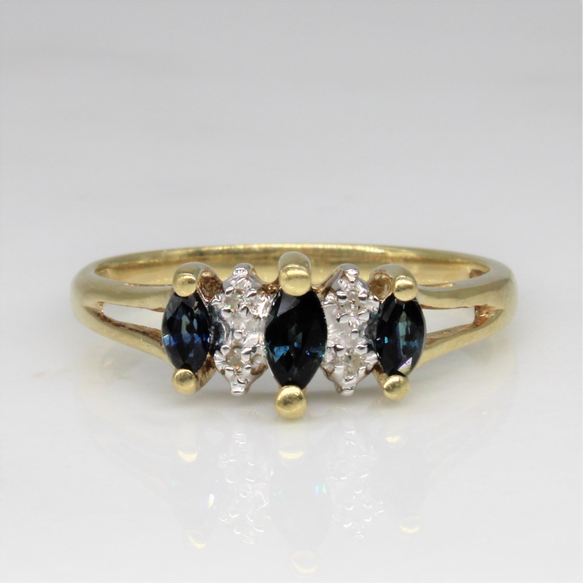 Alternating Sapphire & Diamond Ring | 0.38ctw, 0.02ctw | SZ 7 |