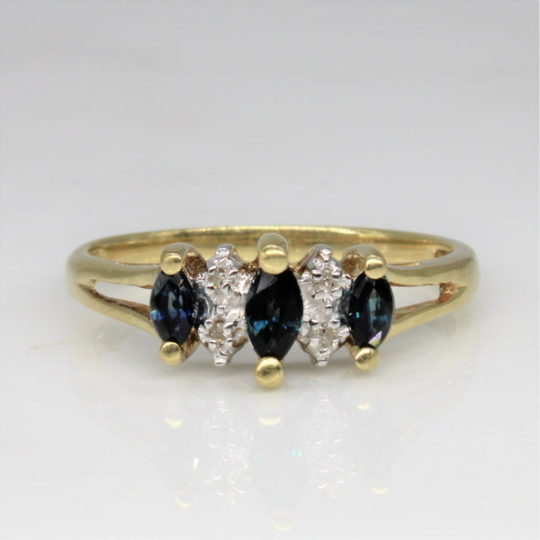 Alternating Sapphire & Diamond Ring | 0.38ctw, 0.02ctw | SZ 7 |