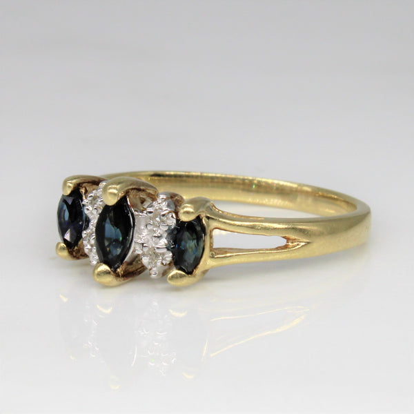 Alternating Sapphire & Diamond Ring | 0.38ctw, 0.02ctw | SZ 7 |
