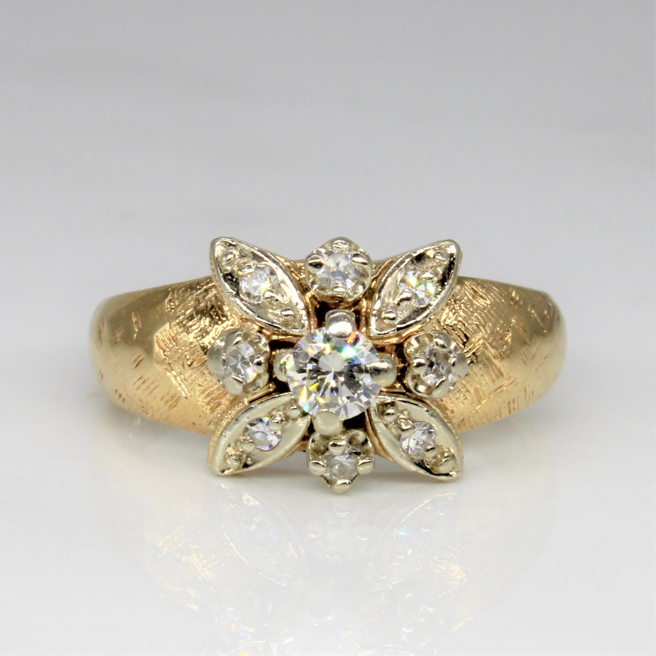 Brushed Finish Diamond Cluster Ring | 0.30ctw | SZ 6.25 |