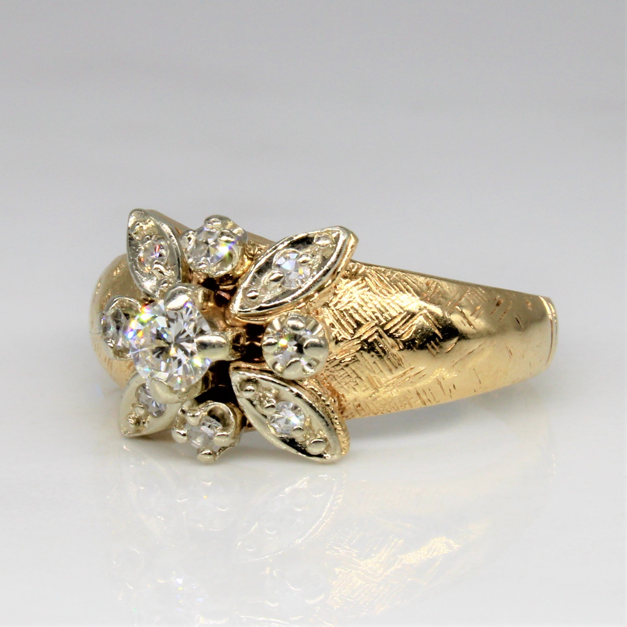 Brushed Finish Diamond Cluster Ring | 0.30ctw | SZ 6.25 |