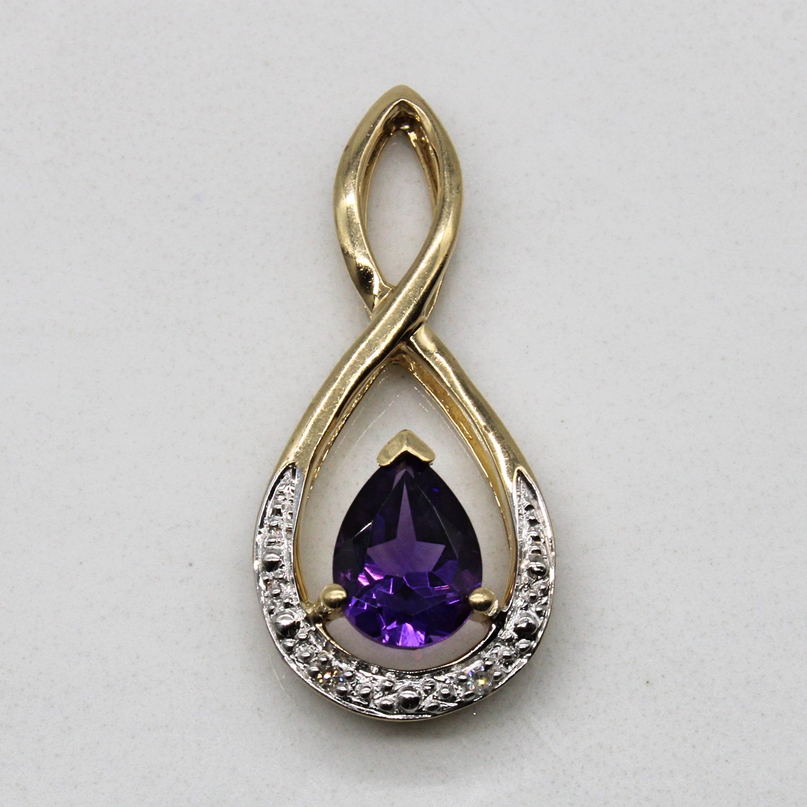 Amethyst & Diamond Drop Pendant | 0.58ct, 0.01ctw |