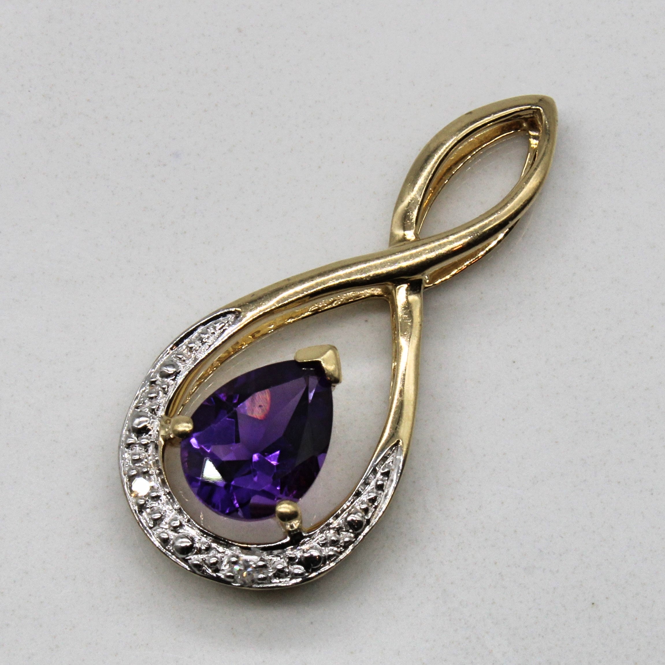 Amethyst & Diamond Drop Pendant | 0.58ct, 0.01ctw |