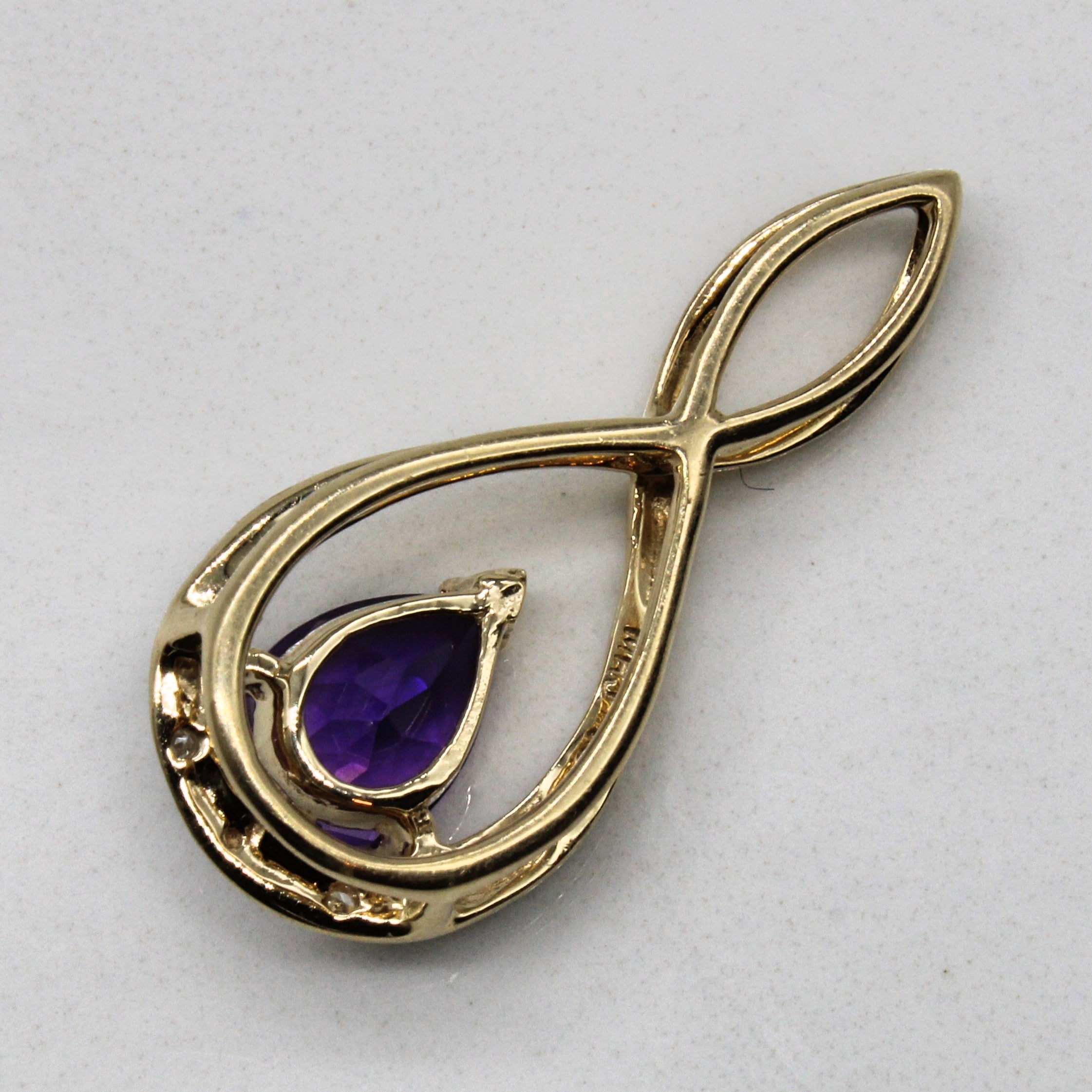 Amethyst & Diamond Drop Pendant | 0.58ct, 0.01ctw |