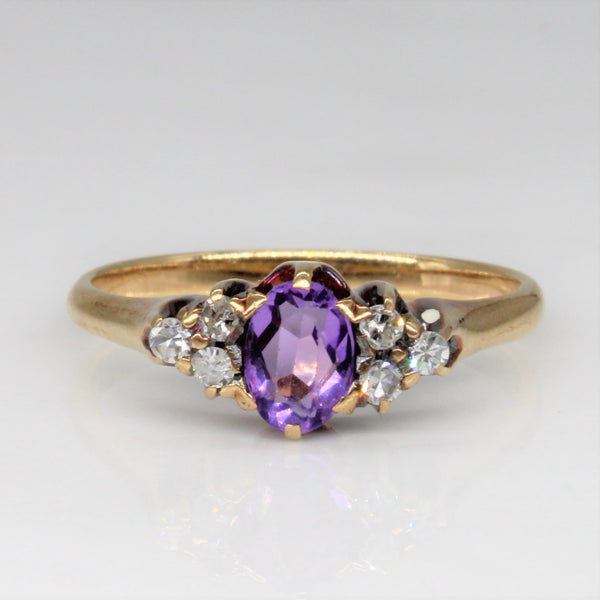 Early 1900s Amethyst & Diamond Ring | 0.25ct, 0.09ctw | SZ 5.25 |