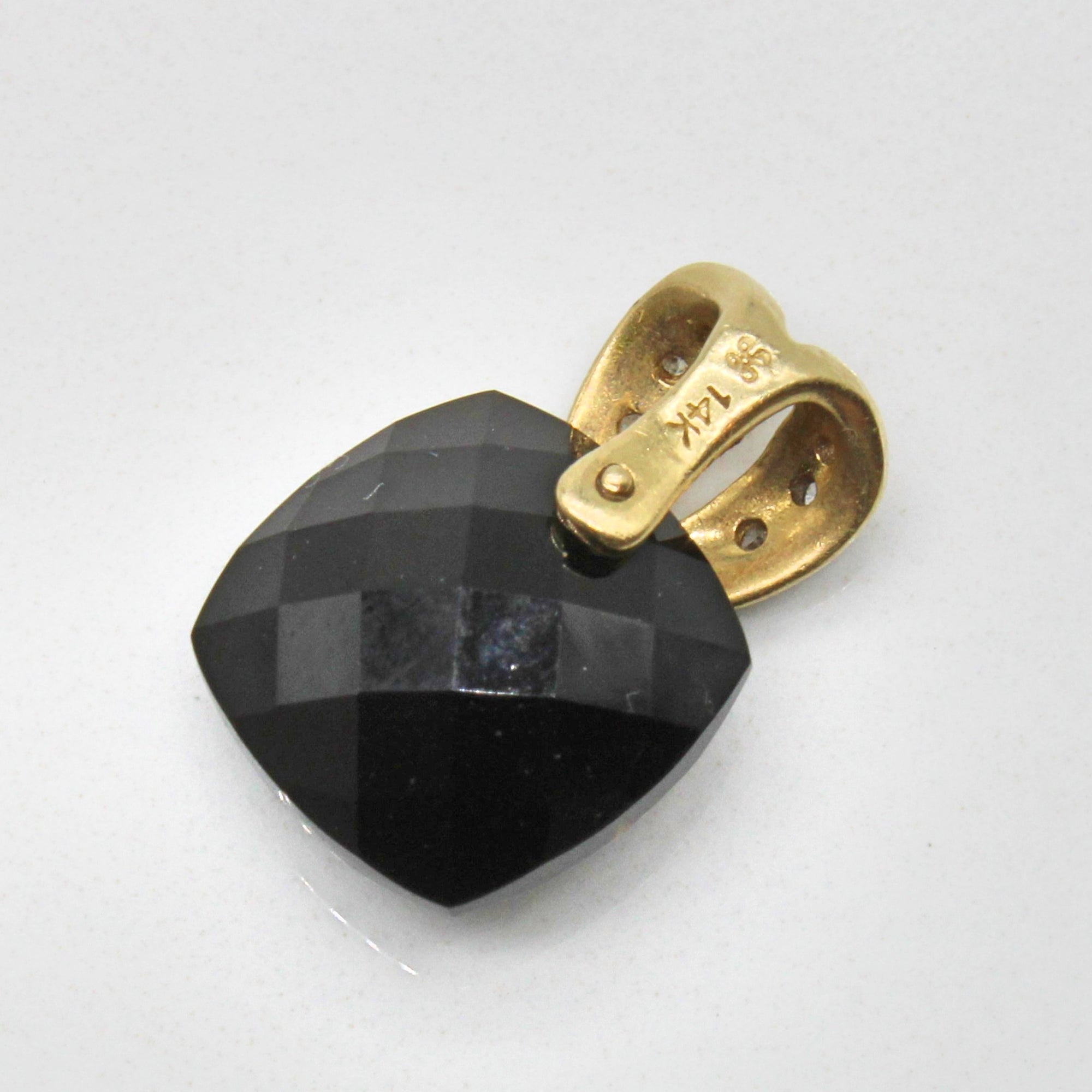 Faceted Onyx & Diamond Pendant | 2.50ct, 0.04ctw |