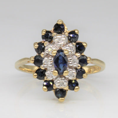 Sapphire & Diamond Marquise Shaped Cluster Ring | 0.75ctw, 0.04ctw | SZ 5.5 |