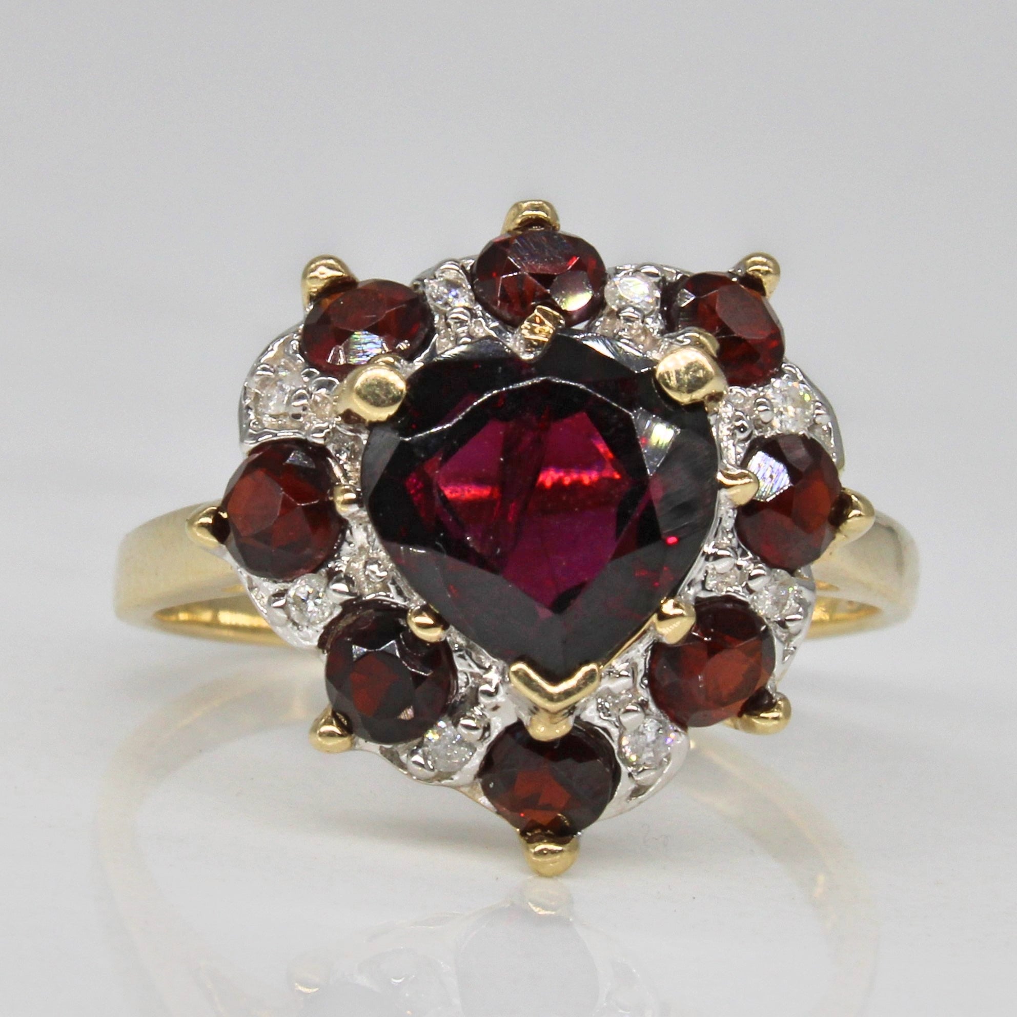 Garnet & Diamond Heart Ring | 2.66ctw, 0.04ctw | SZ 7.5 |