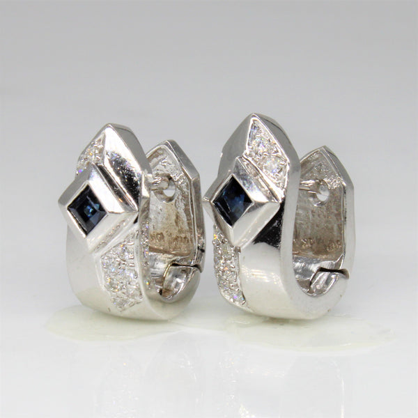 Sapphire & Diamond Huggie Earrings | 0.30ctw, 0.16ctw |