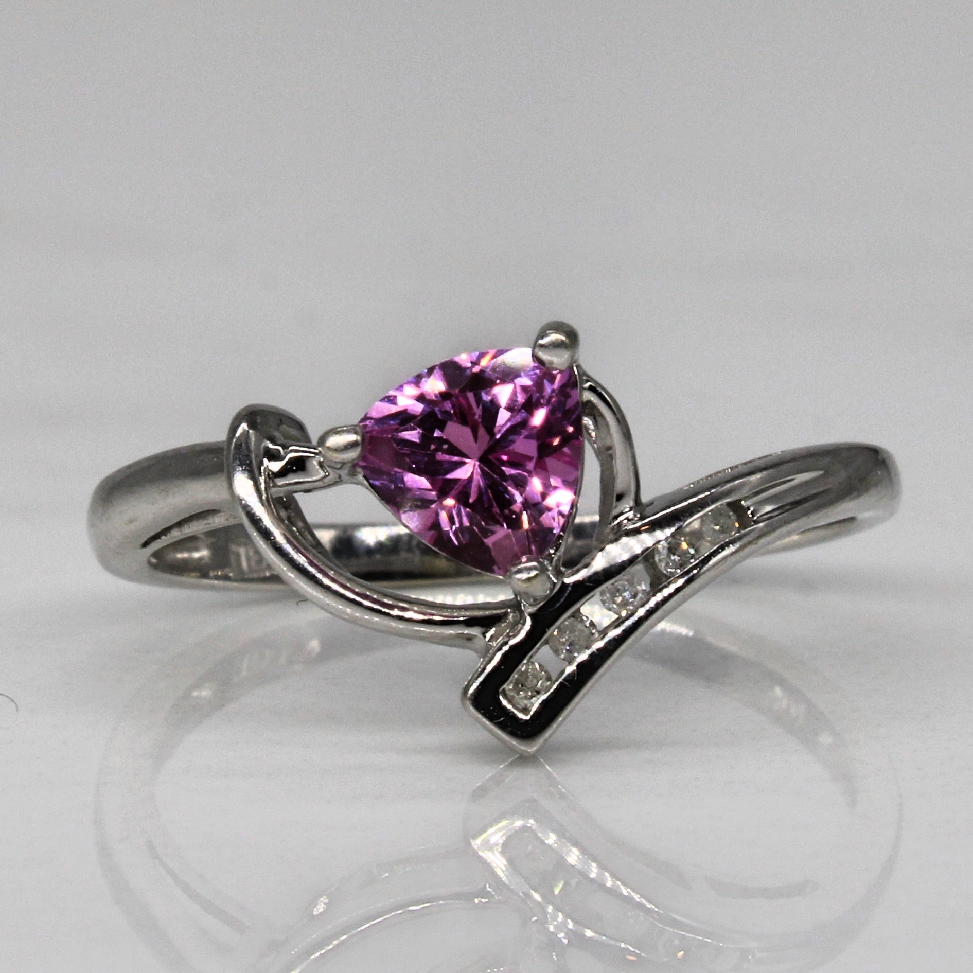 Synthetic Pink Sapphire & Diamond Ring | 0.53ct, 0.03ctw | SZ 6.5 |