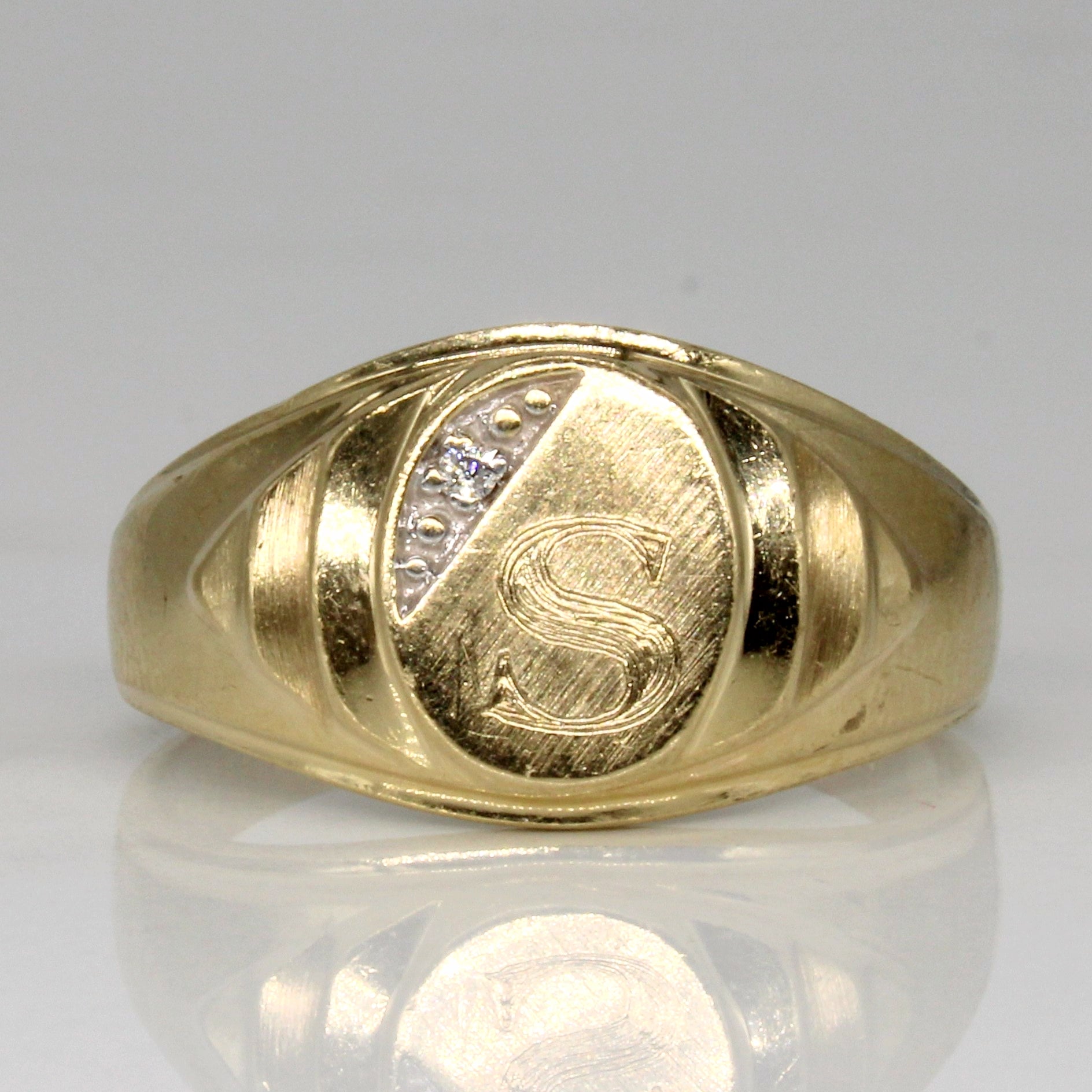 Diamond Initial 'S' Signet Ring | 0.01ct | SZ 9.75 |