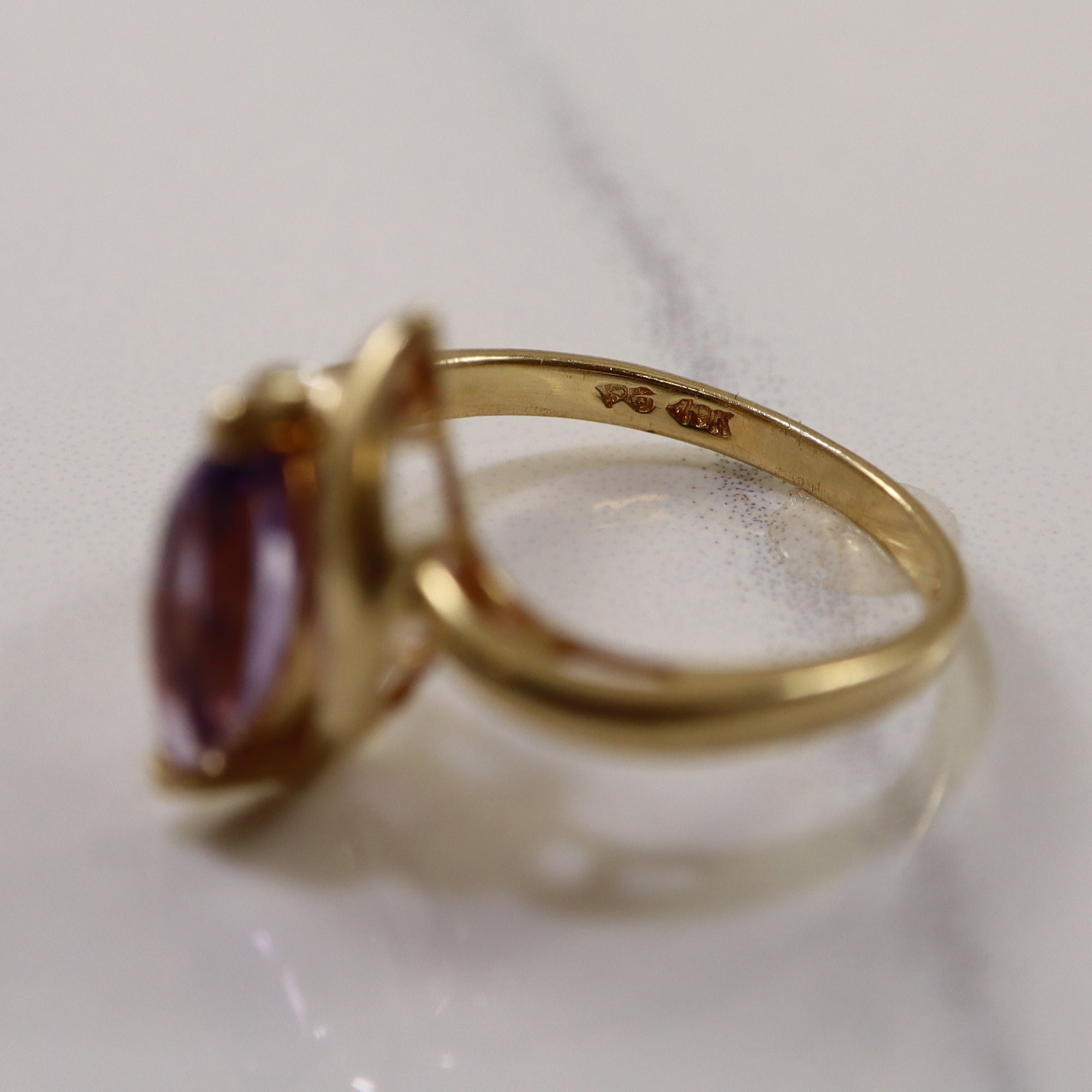 Marquise Cut Amethyst & Diamond Bypass Ring | 0.70ct, 0.01ctw | SZ 6 |