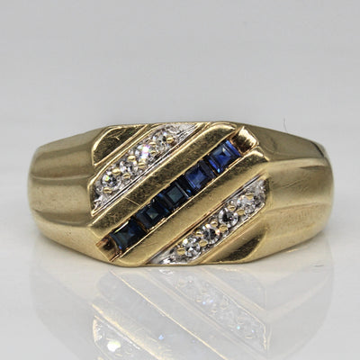 Diagonal Set Sapphire & Diamond Ring | 0.50ctw, 0.15ctw | SZ 12 |