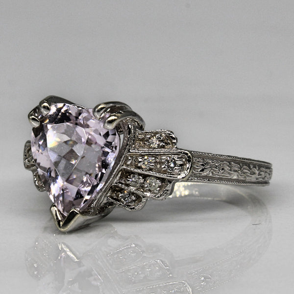 Heart Cut Kunzite & Diamond Ring | 2.70ct, 0.05ctw | SZ 7 |