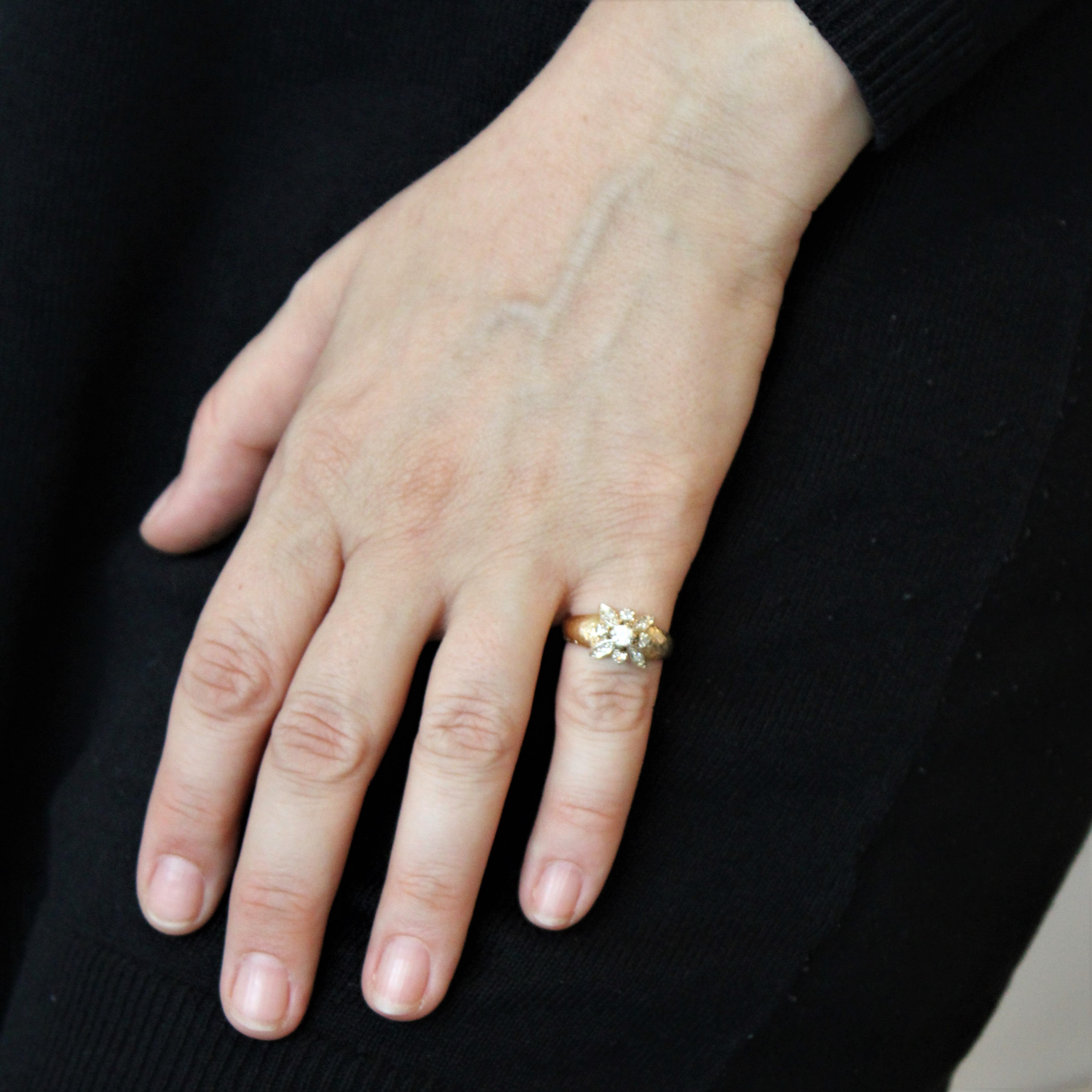 Brushed Finish Diamond Cluster Ring | 0.30ctw | SZ 6.25 |